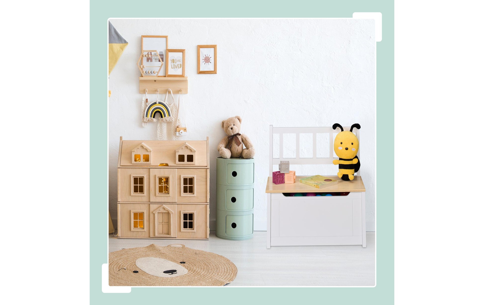 Relaxdays Truhe – Holz – natur/weiß – 570 × 550 × 310 mm