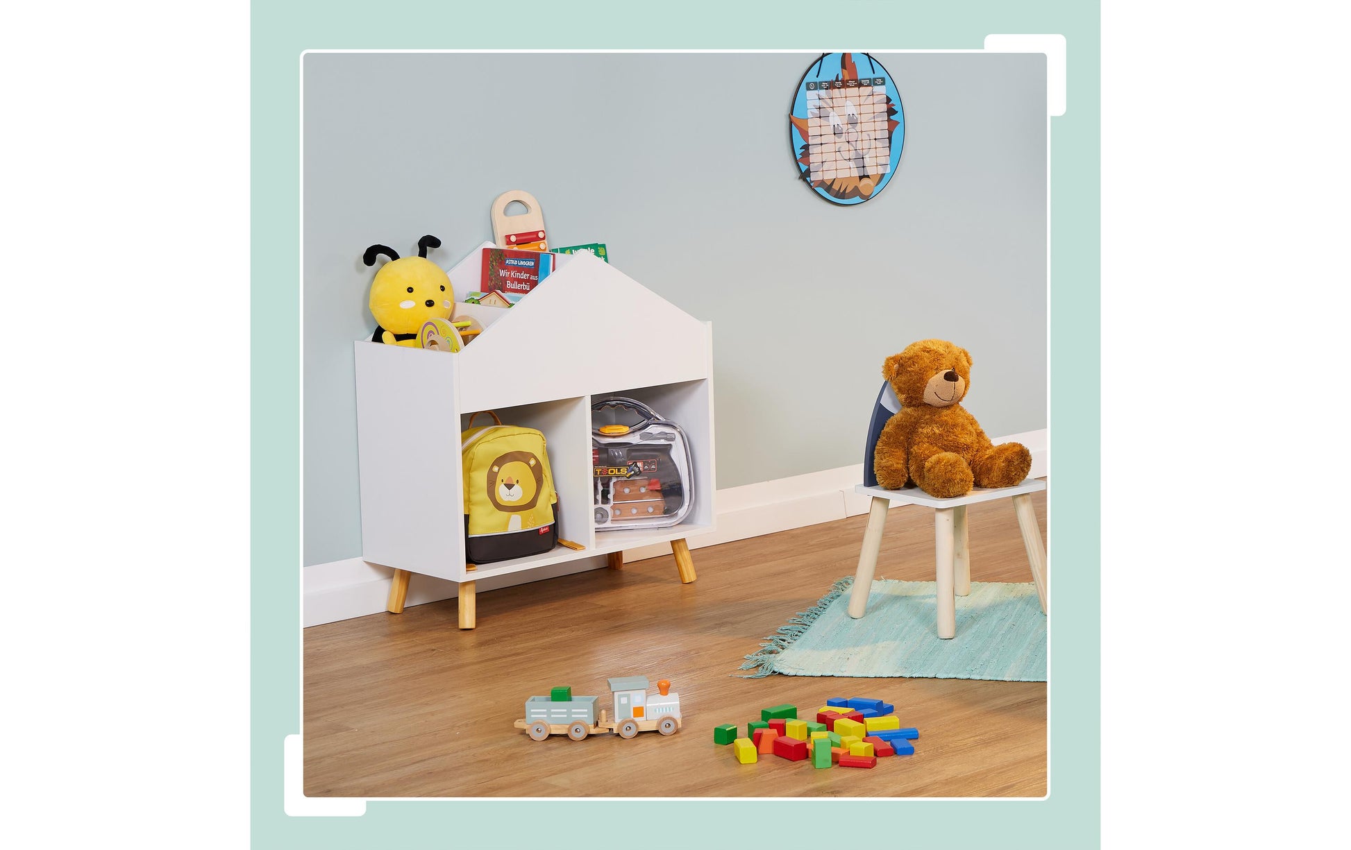 Relaxdays Wandregal/Schweberegal, Kinderregal Haus – 6 Böden – 60 × 30 × 67 cm – 25 kg