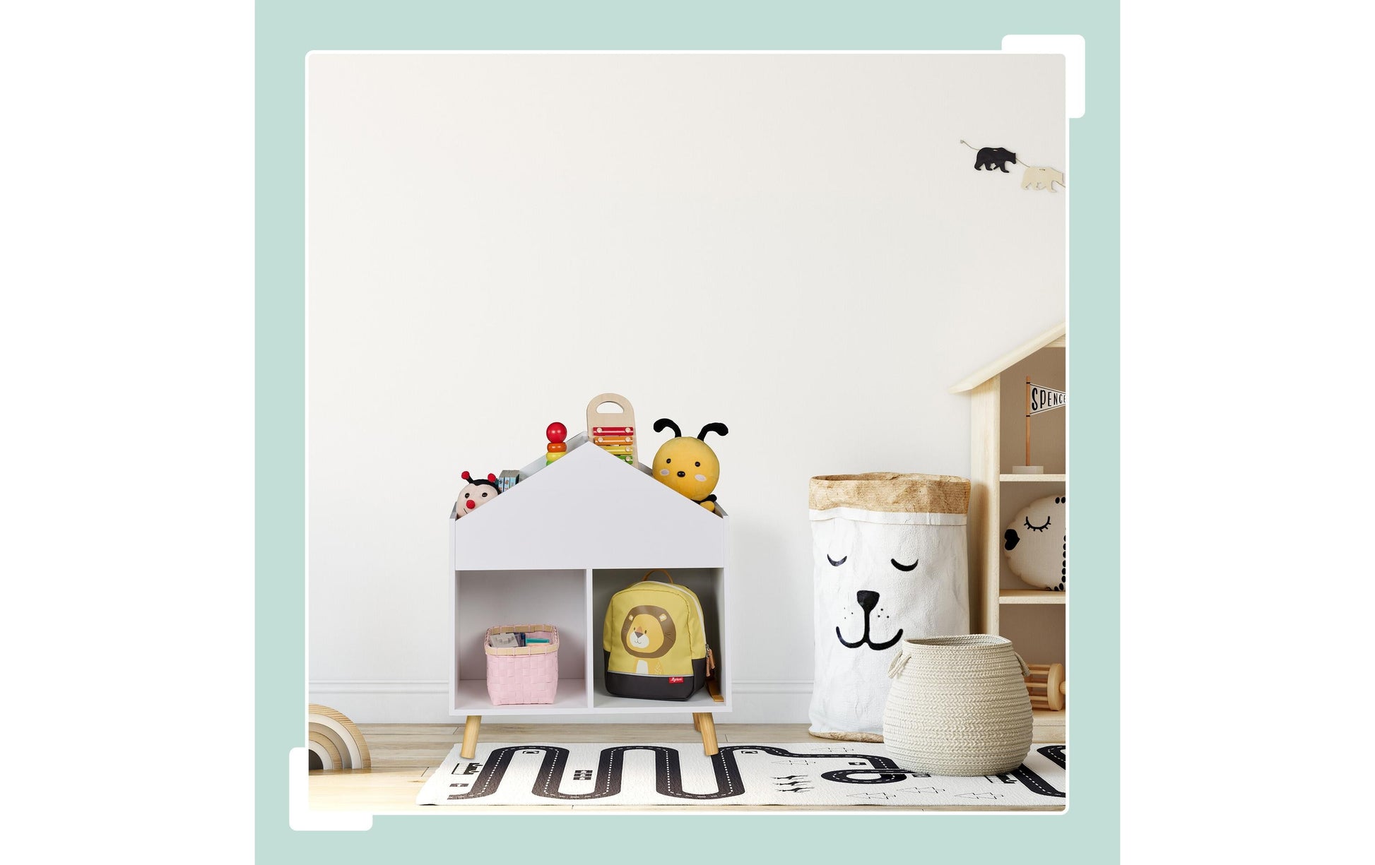 Relaxdays Wandregal/Schweberegal, Kinderregal Haus – 6 Böden – 60 × 30 × 67 cm – 25 kg