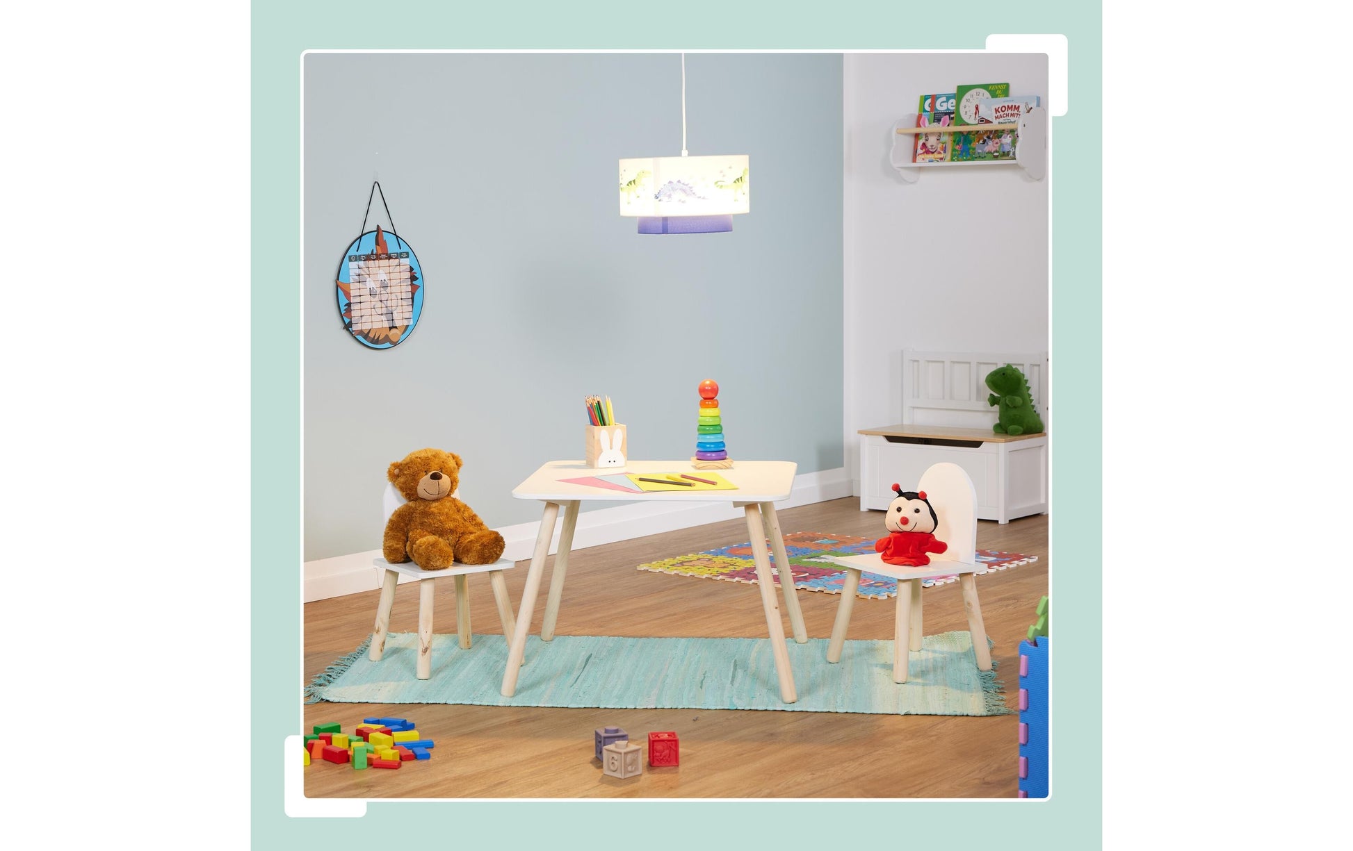 Relaxdays 3-teiliges Bistro-Set mit 2 Stühlen – MDF, Holz – Tisch 60 × 60 × 45 cm – für den Innenbereich