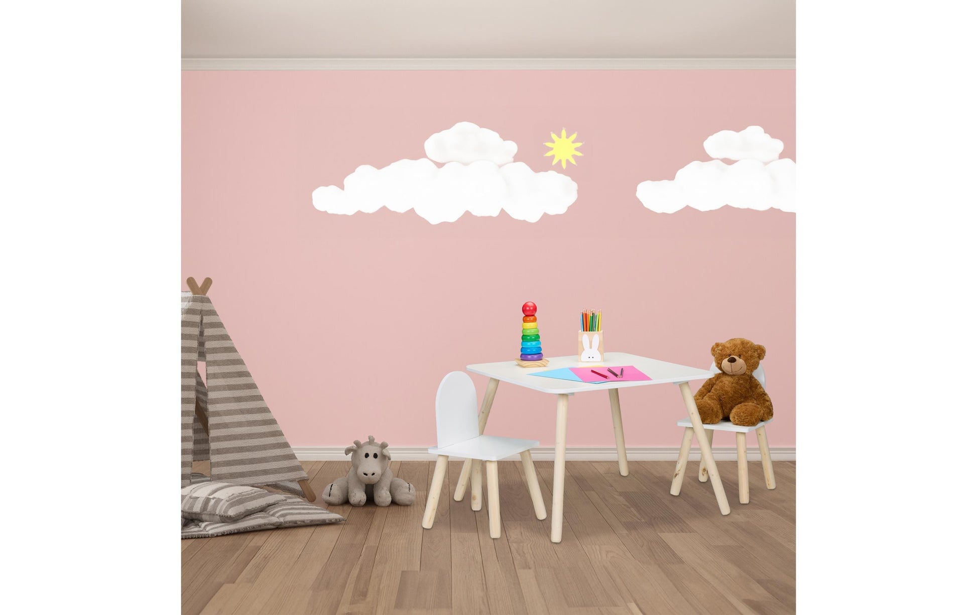 Relaxdays 3-teiliges Bistro-Set mit 2 Stühlen – MDF, Holz – Tisch 60 × 60 × 45 cm – für den Innenbereich
