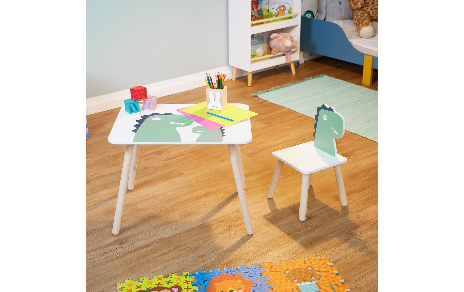 Relaxdays Kinderstuhl 10051025 – 25 × 25 × 47 cm – Spanplatte & Kiefernholz – Mehrfarbig