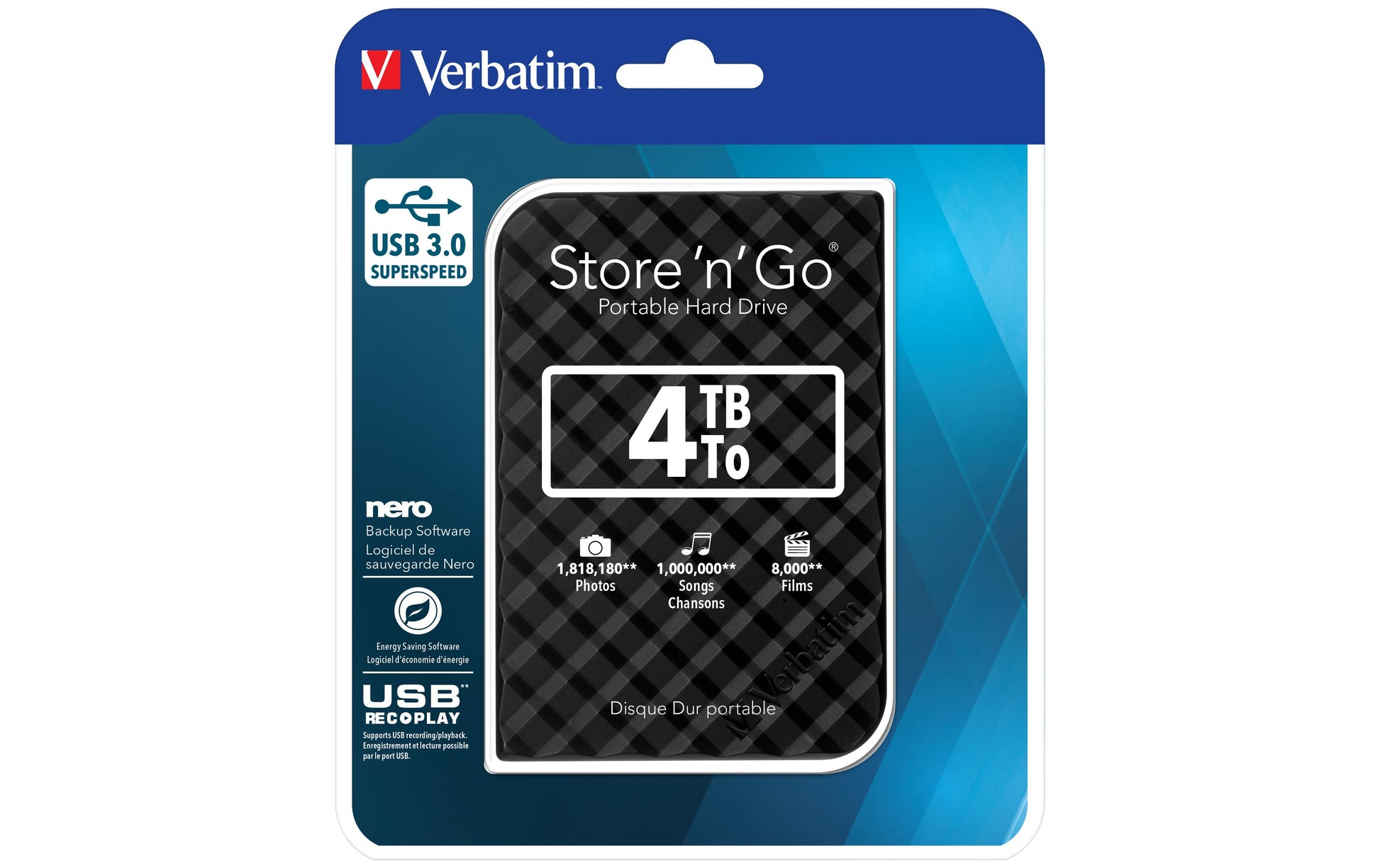 Verbatim Store 'n' Go Speichergerät – 4 TB, USB 3.0, 2,5"