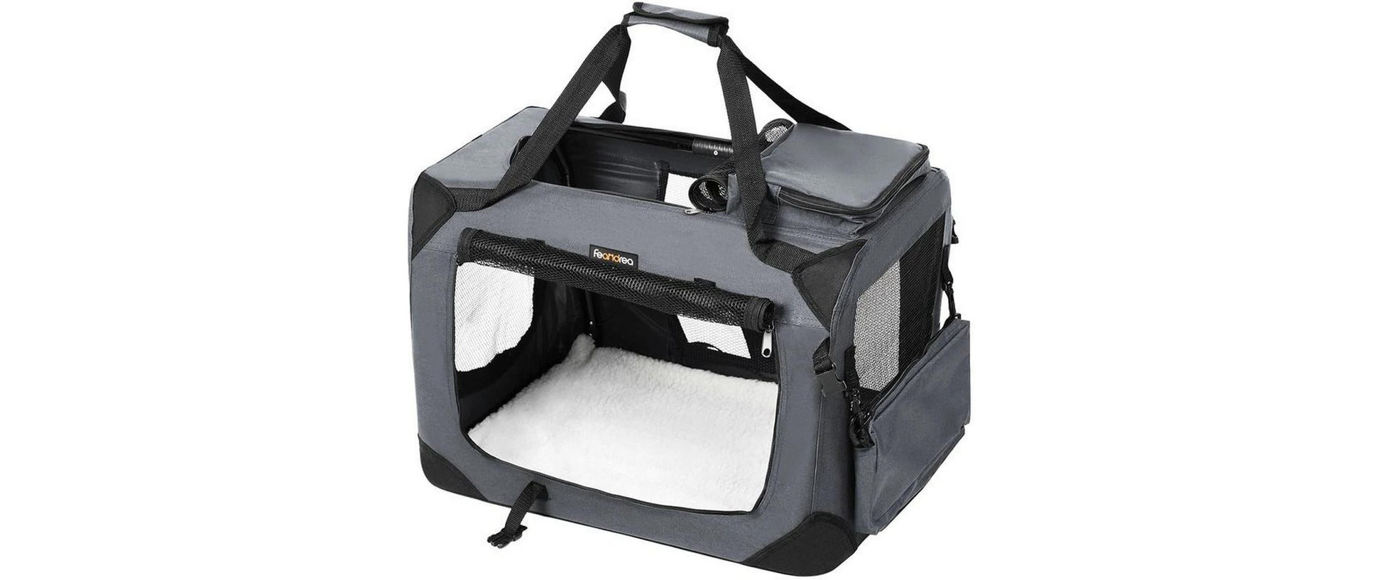 Feandrea Transportbox – herausnehmbarer Boden, belüftet – für Katze, Hund, Kleintier – 70×52×52 cm – grau