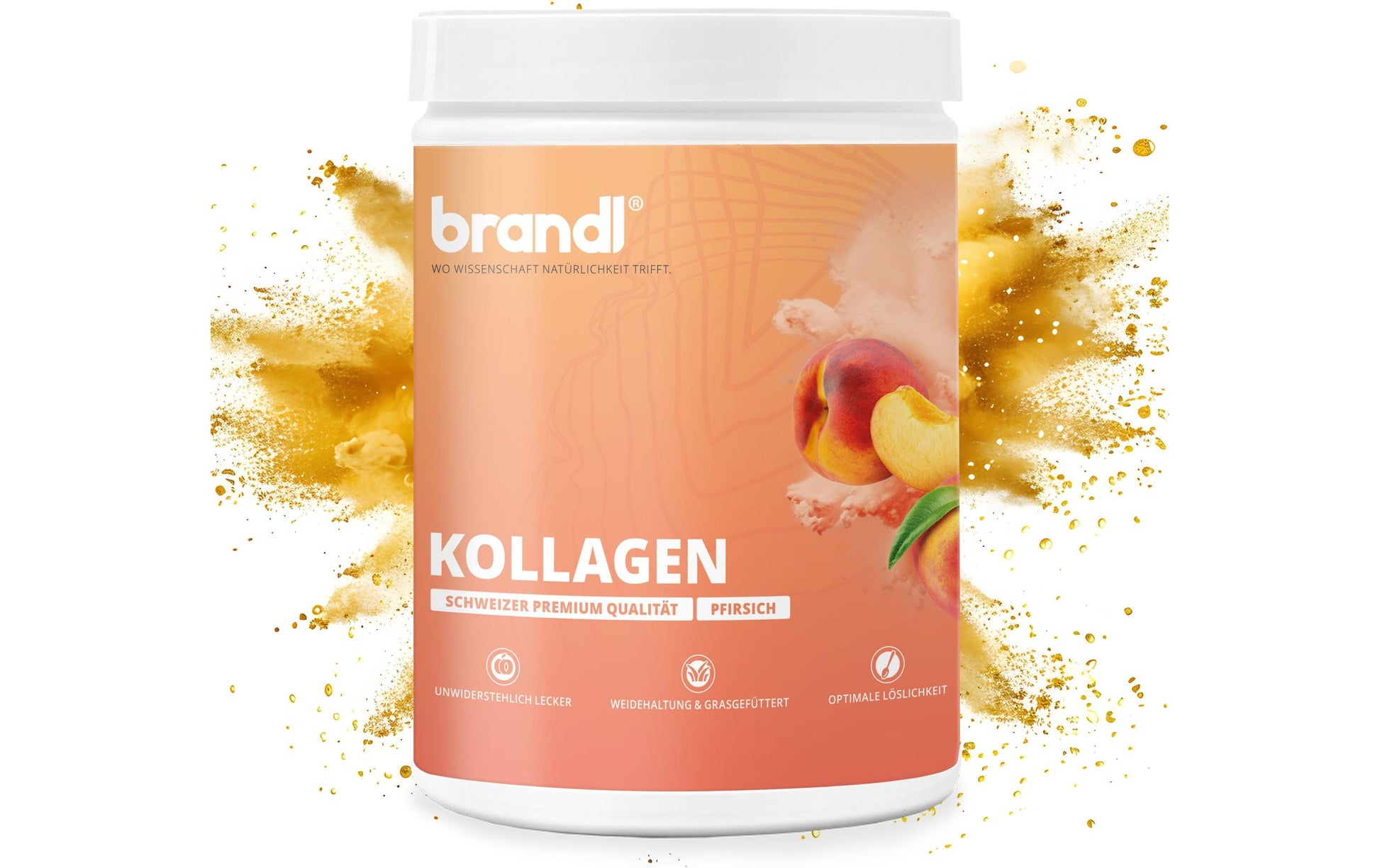 Brandl Nutrition Kollagen Pulver Pfirsich – glutenfrei, laktosefrei