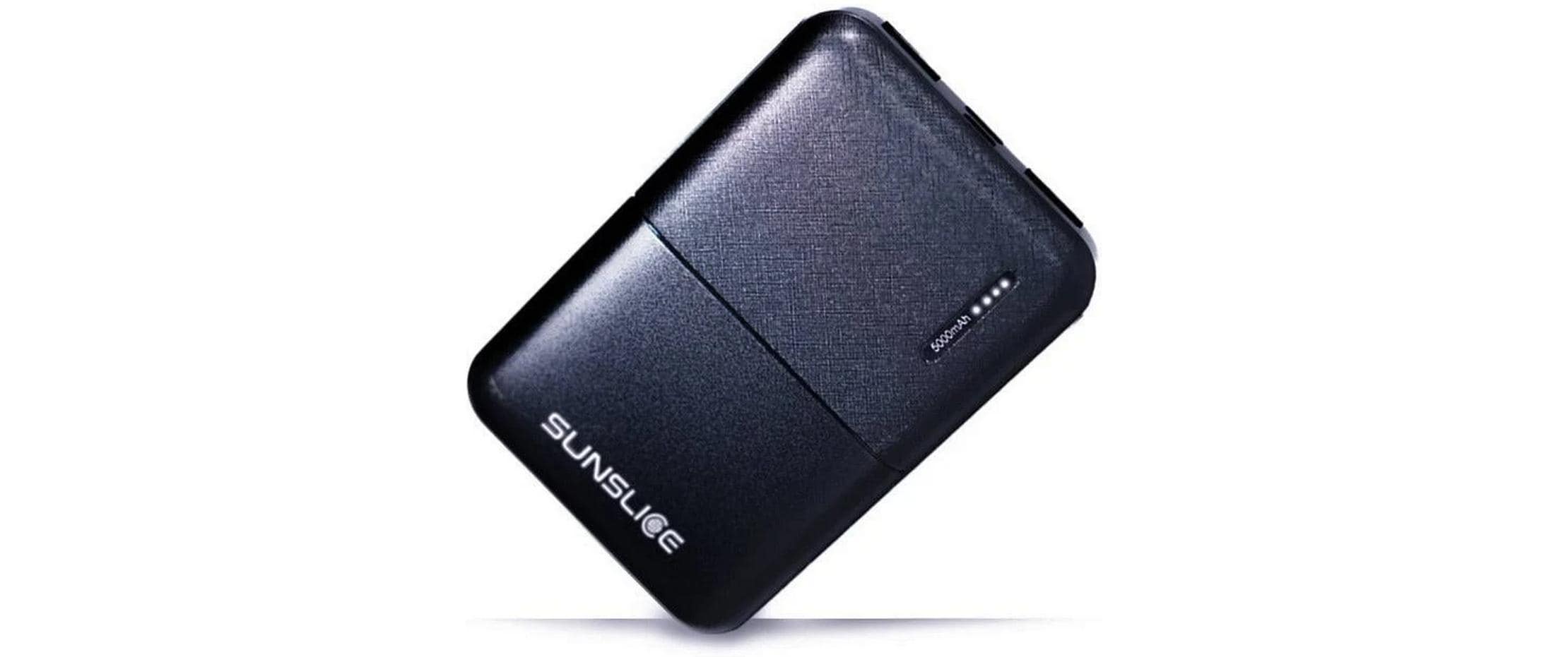 SunSlicer – Powerbank 5000 mAh, PD 10 W, Durchgangsladung, Schwarz