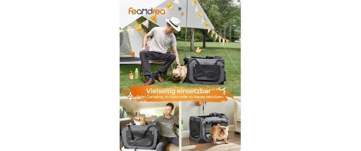 Feandrea Transportbox – bis 11 kg, herausnehmbarer Boden – für Hund, Katze – 60 × 42 × 42 cm – grau