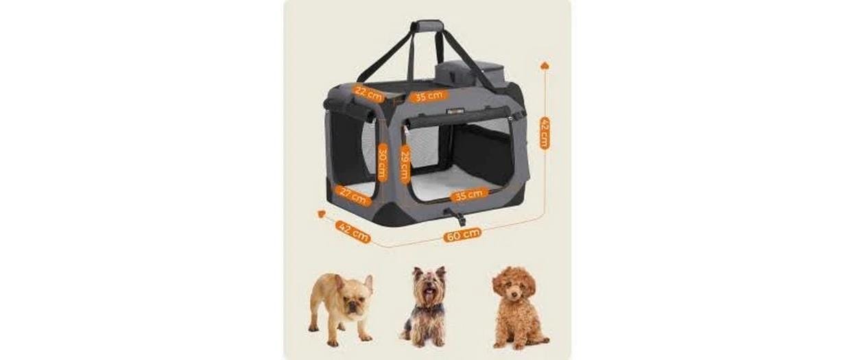 Feandrea Transportbox – bis 11 kg, herausnehmbarer Boden – für Hund, Katze – 60 × 42 × 42 cm – grau