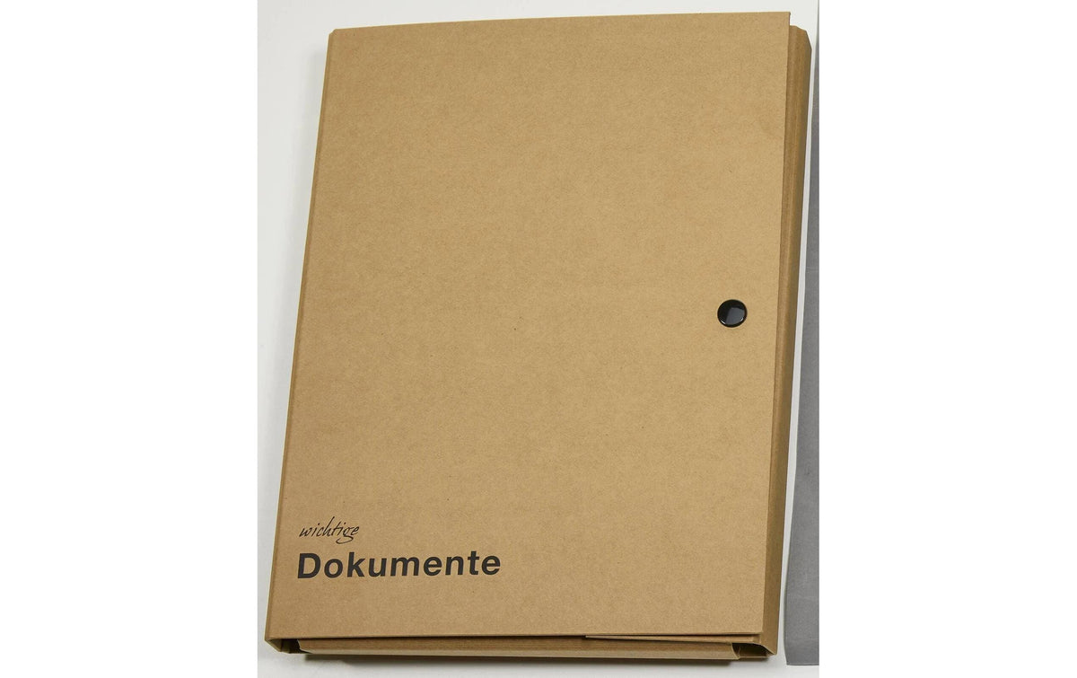 Pagna Dokumentenmappe Pur für A4 – 5 Fächer, Druckknopf, Papier, Braun