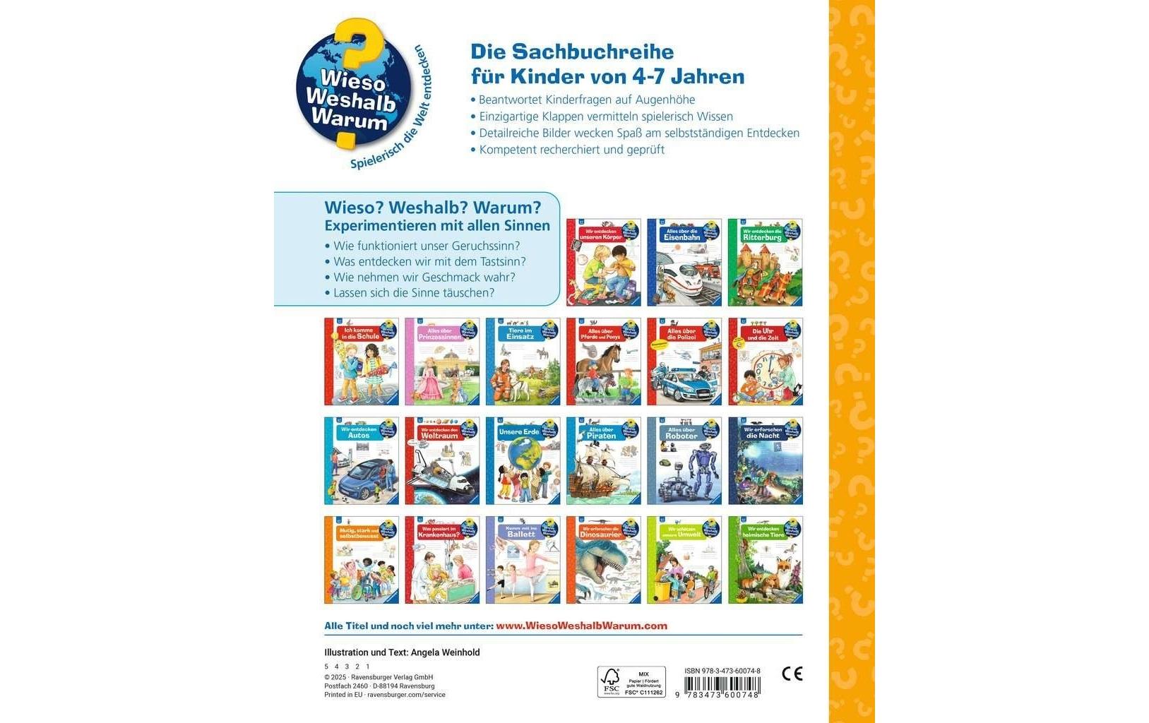 Ravensburger Buch – WWW: Experimentieren mit allen Sinnen, Spiralbindung, 16 Seiten, Deutsch, ab 4 Jahren