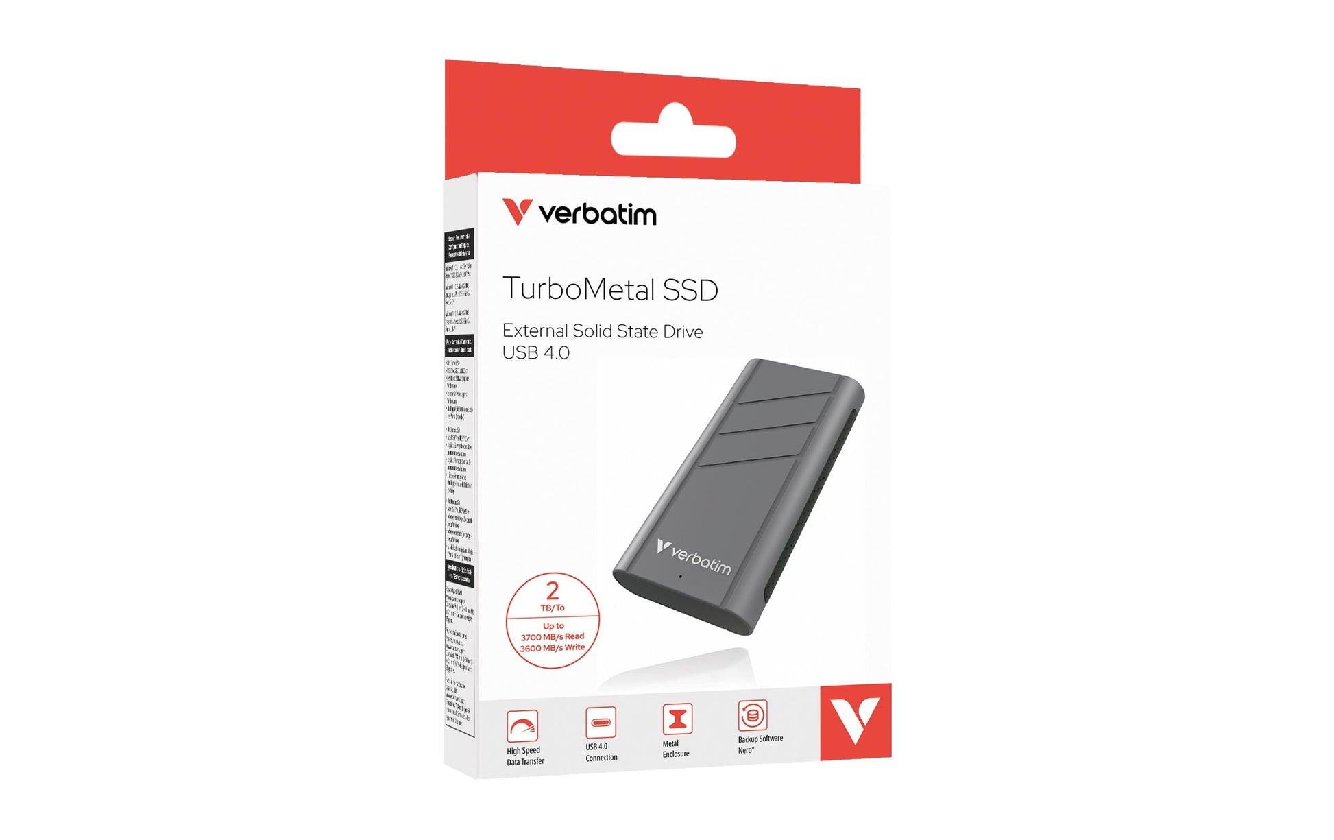 Verbatim TurboMetal – 2 TB SSD, USB4 Gen 2x2 (40 Gbit/s), USB‑C