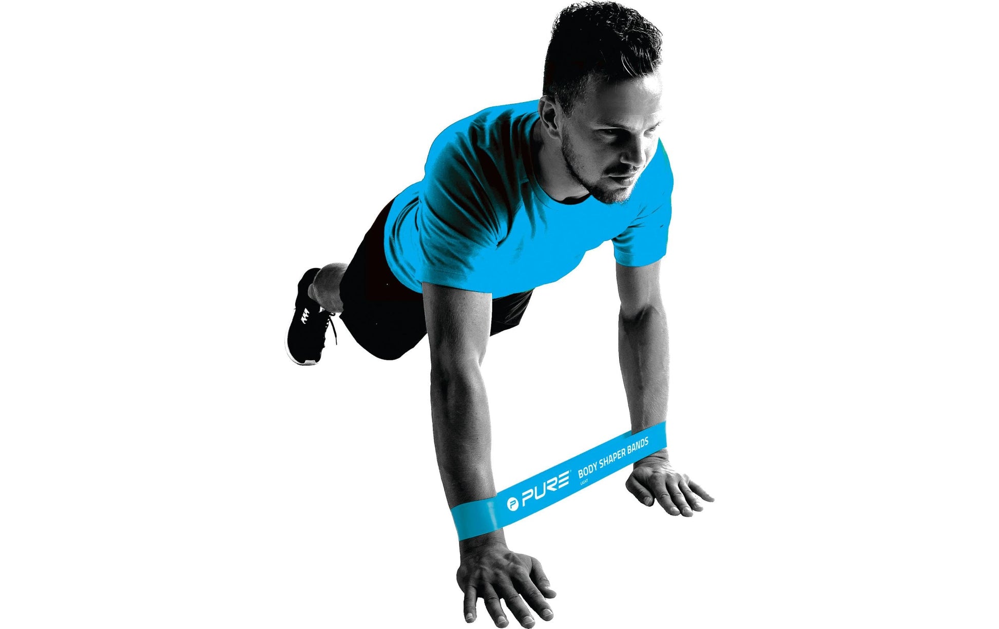 FTM – Fitnessband – 3 Widerstandsstufen (leicht, mittel, stark) – 300 × 50 mm – schwarz, blau, gelb – Latex