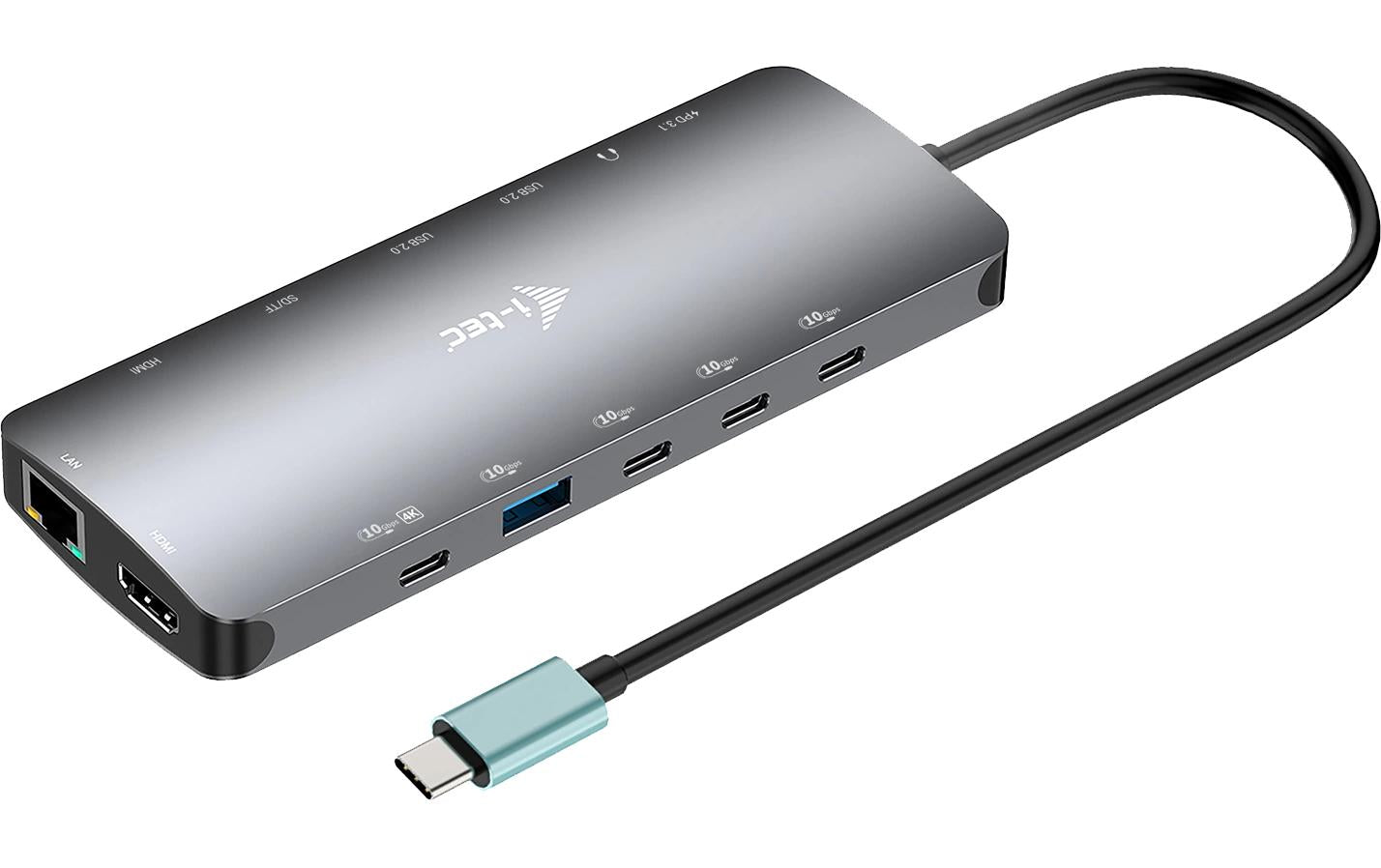 i-tec Metal Nano Dockingstation – USB-C, 2× HDMI, 1× DP, 3× USB-A, 5× USB-C, 140 W PD, GbE, SD/microSD, 3,5 mm
