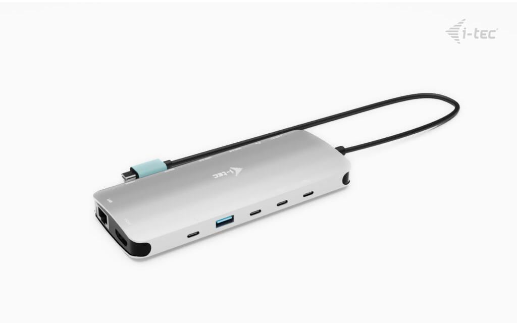 i-tec Metal Nano Dockingstation – USB-C, 2× HDMI, 1× USB-C (Video), 3× USB-A, 3× USB-C, 140 W PD, GbE