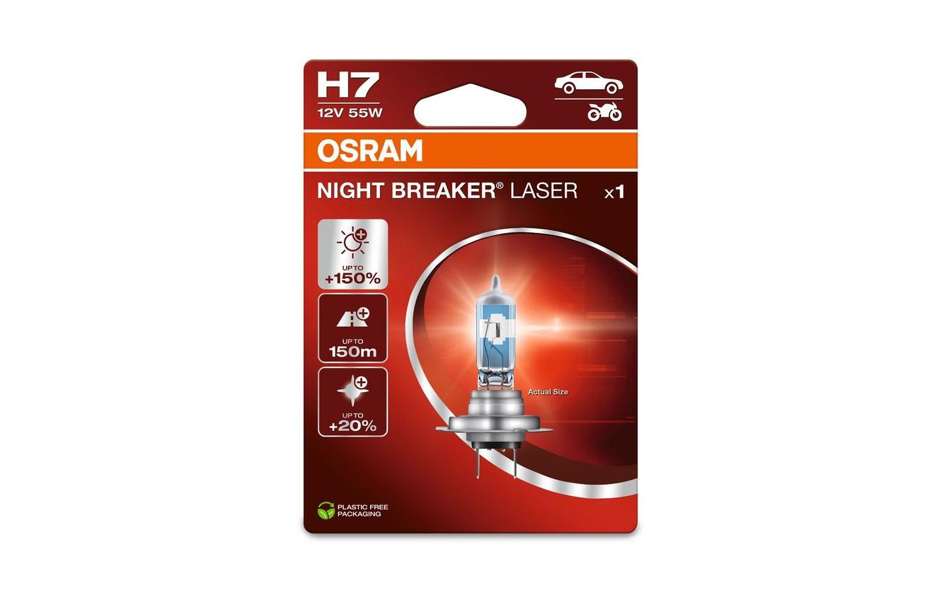 Osram Leuchtmittel H7 (PX26d) – Warmweiss, 55 W, 12 V – Night Breaker Laser