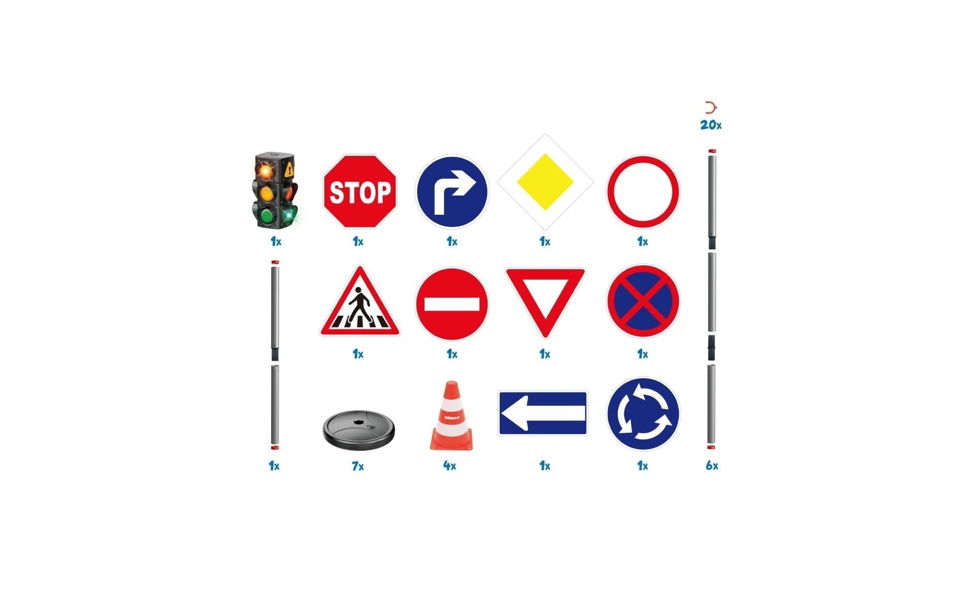alldoro Verkehrsset – 21-teilig – 75 cm hoch – ab 3 Jahren – mehrfarbig