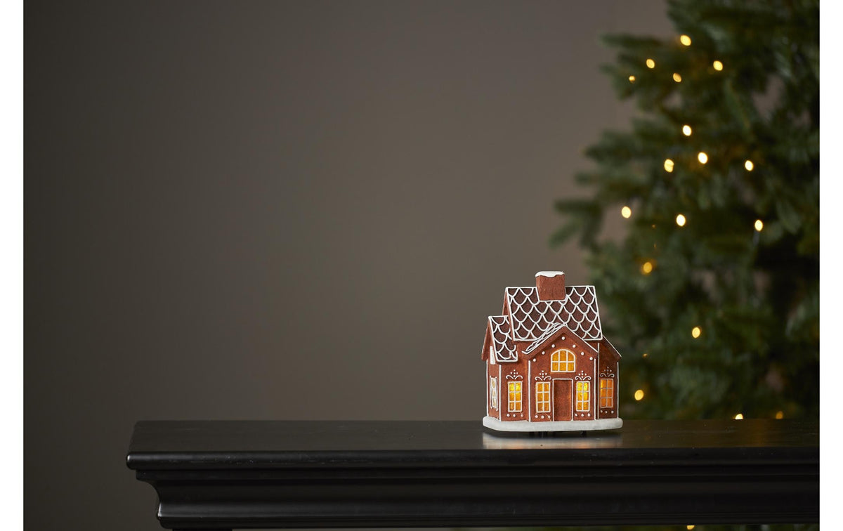 Star Trading Gingerville Dekorationsfigur – 8 × 32 × 8 cm – braun, batteriebetrieben, LED, warmweiss