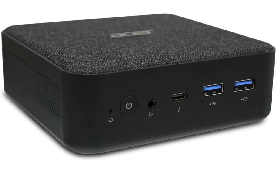 Acer Revo RB102 U5 125U Mini-PC – Wi-Fi, Ethernet, Bluetooth – Netzstrom 65 W – 131 × 131 × 43 mm