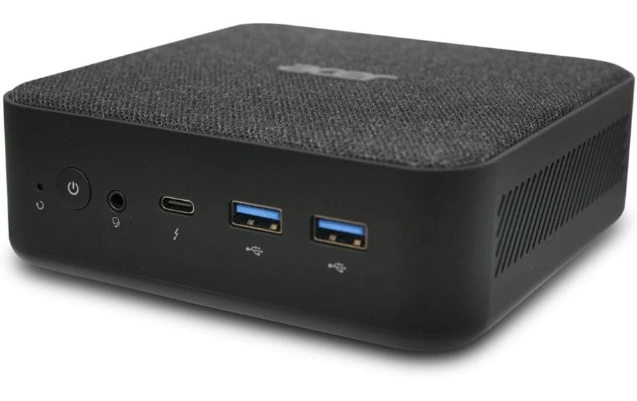Acer Revo RB102 U5 125U Mini-PC – Wi-Fi, Ethernet, Bluetooth – Netzstrom 65 W – 131 × 131 × 43 mm