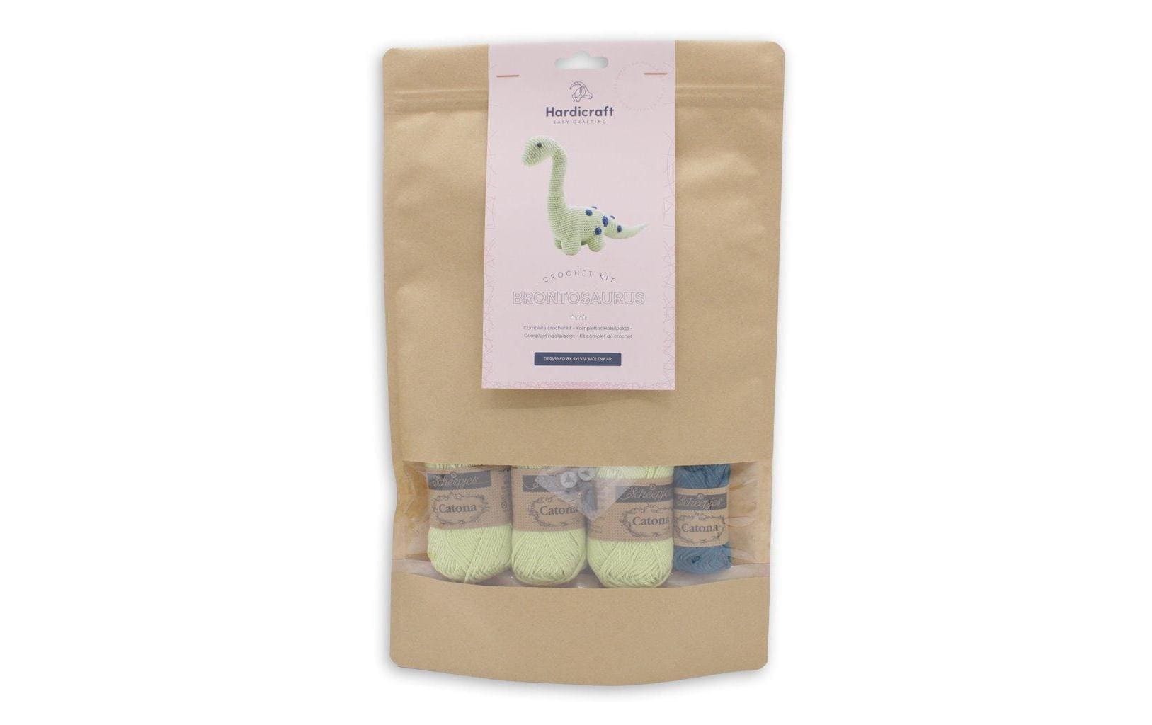 Hardicraft HC-40SM08 Häkelset Dino Brontosaurus – ca. 20 cm×27 cm, Blau, Hellgrün, 100% Baumwolle, Nadel 2,5 mm
