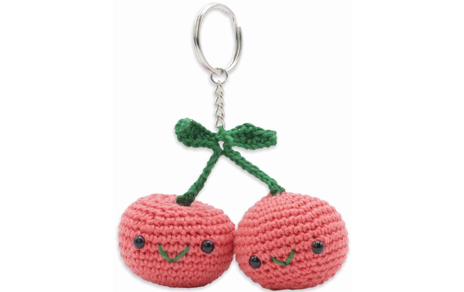 Hardicraft HC-40MB00 Häkelset Schlüsselanhänger Kirschen – 8 cm, Grün, Rot
