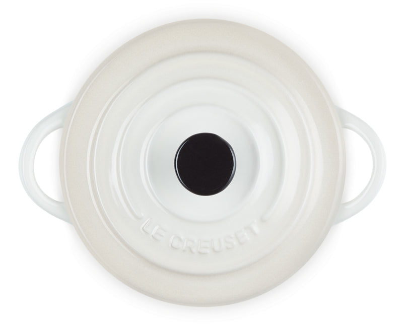 Le Creuset Mini-Kasserolle Petite Kasserolle – 250 ml, 13,8 × 4,4 × 8,1 cm, Steingut/Emaille, Weiss, mit Deckel