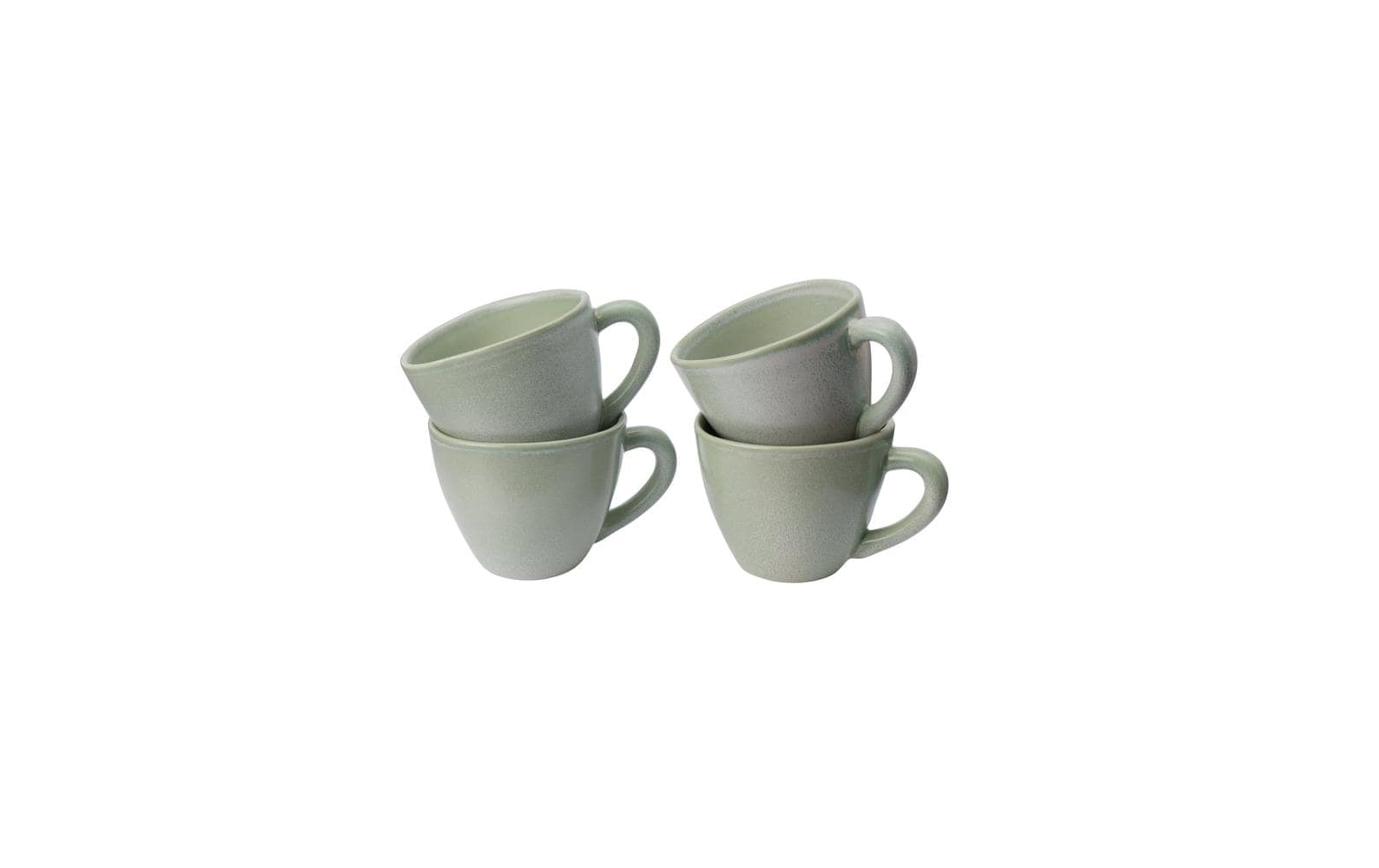 URBANARA Kaffeetasse – 0,20 l, Steingut, Pistazie, spülmaschinenfest, mikrowellengeeignet, 4 Stück