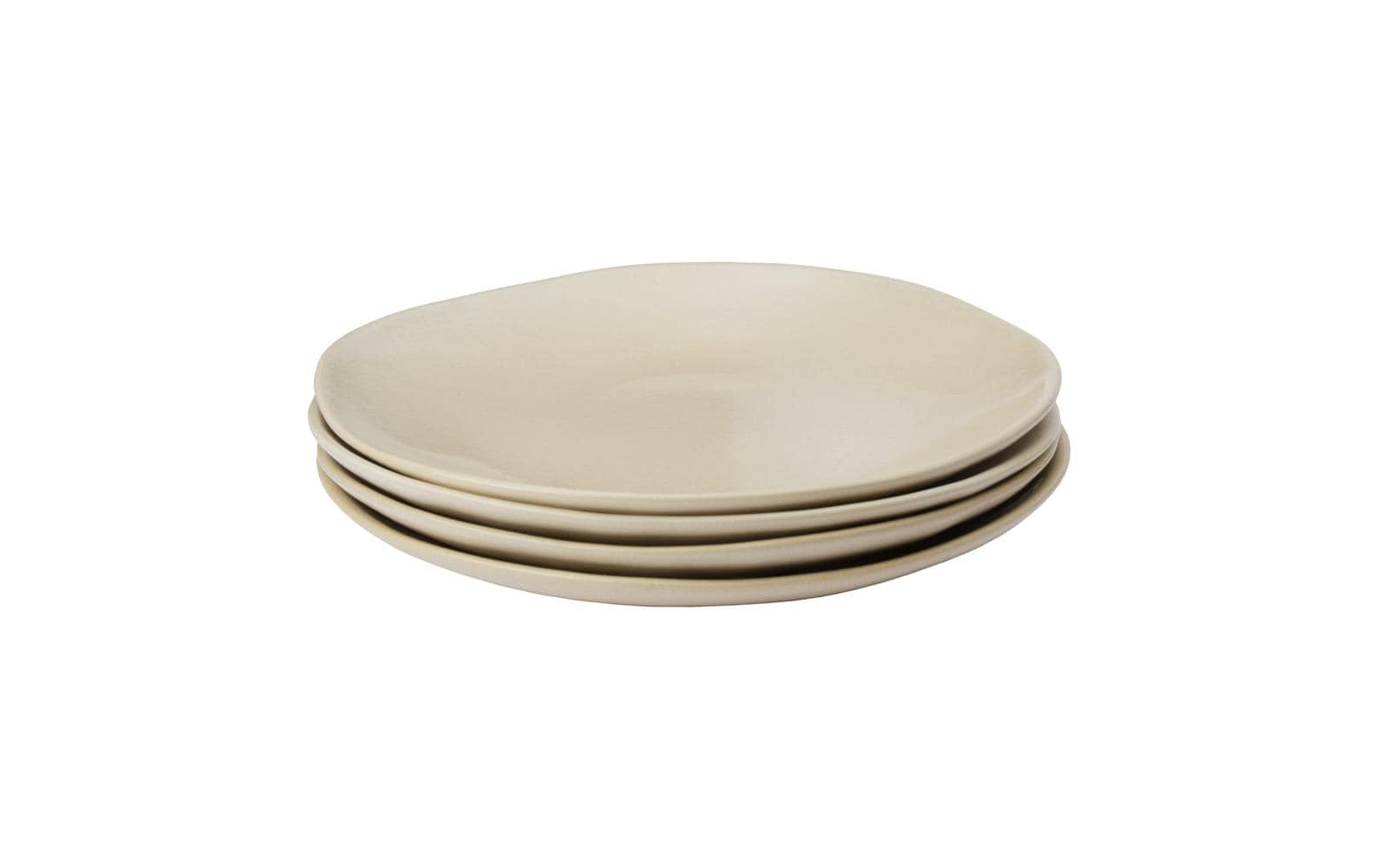 URBANARA Capela Speiseteller – Steingut, beige, Ø 28,0 cm, handgefertigt, spülmaschinenbeständig, 4 Stück