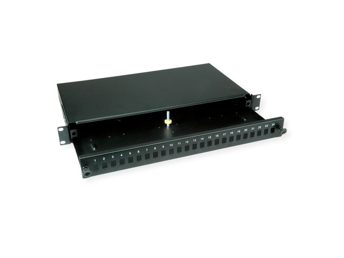 VALUE 21.99.0651 – Patchpanel 24× LC/SC, Duplex, 1U (19"), Schwarz, Stahl, 480×44×243 mm