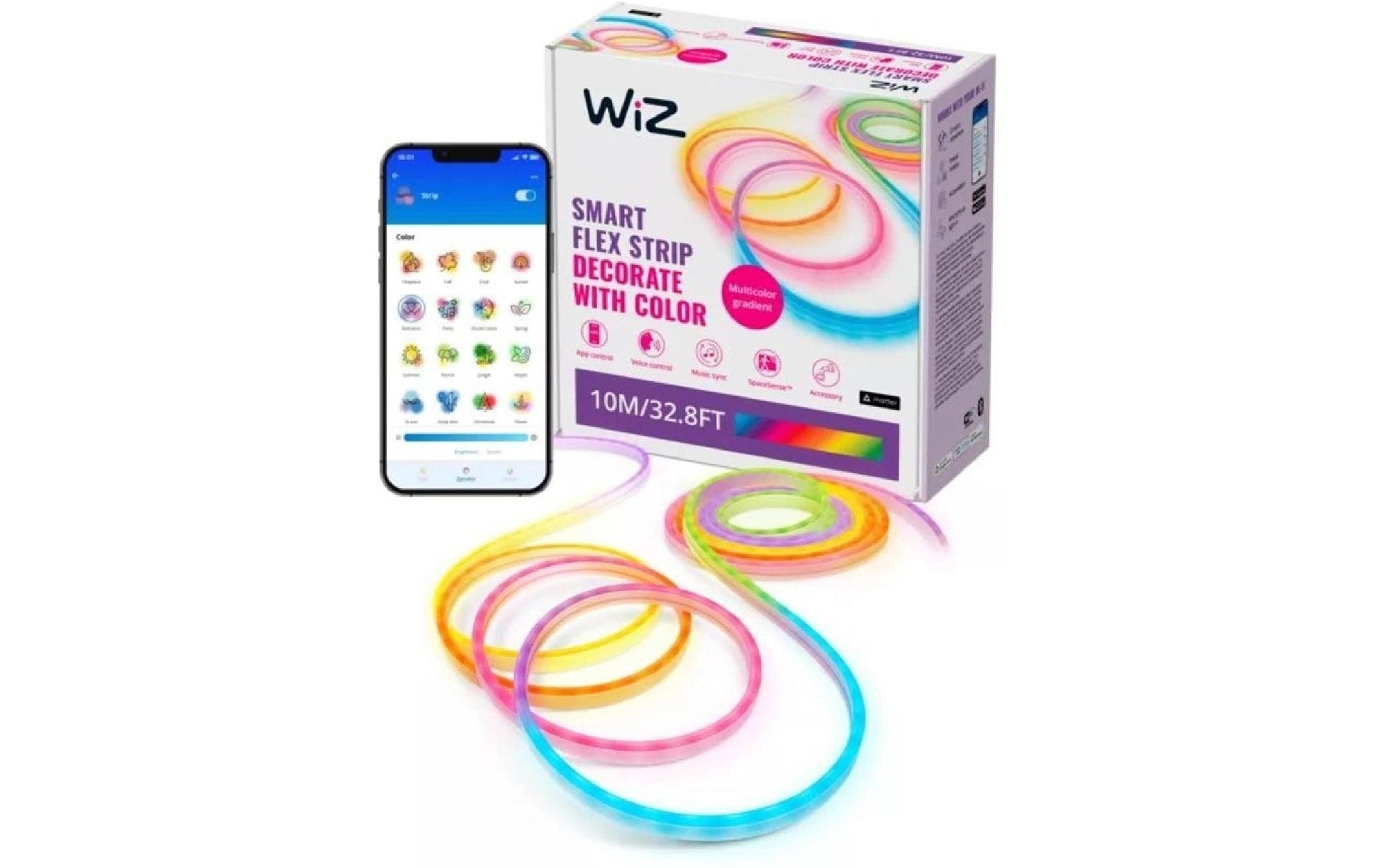 WiZ LED-Strip Flex Strip – 10 m, 2200–6500 K/mehrfarbig, WLAN/App, dimmbar, 45 W – Weiss