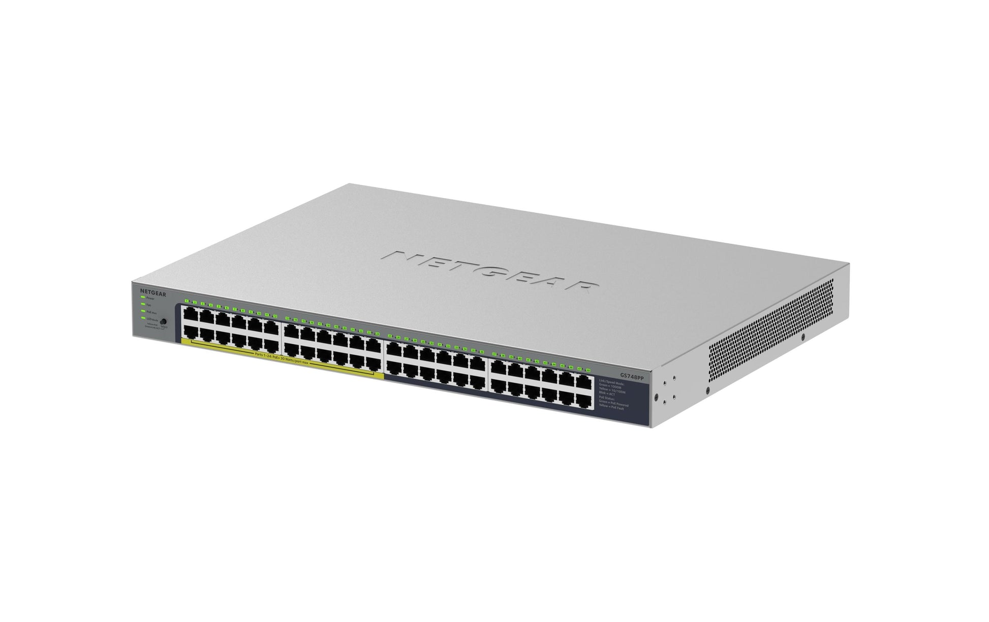 NETGEAR GS748PP – Unmanaged Switch – 48× 1G, PoE, PoE-Budget 380 W, 19"