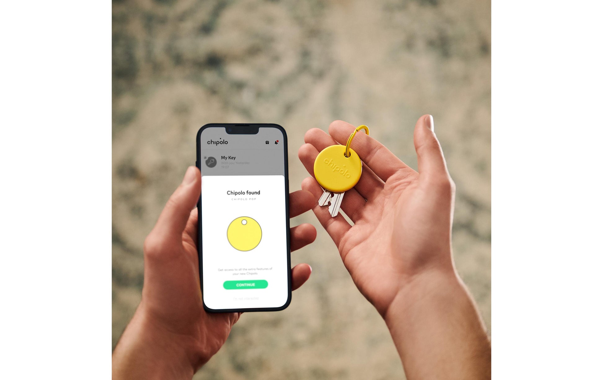 Chipolo POP – Bluetooth-Tracker – für Apple Wo ist? und Android/iOS, IP55, 90 m Reichweite, Gelb