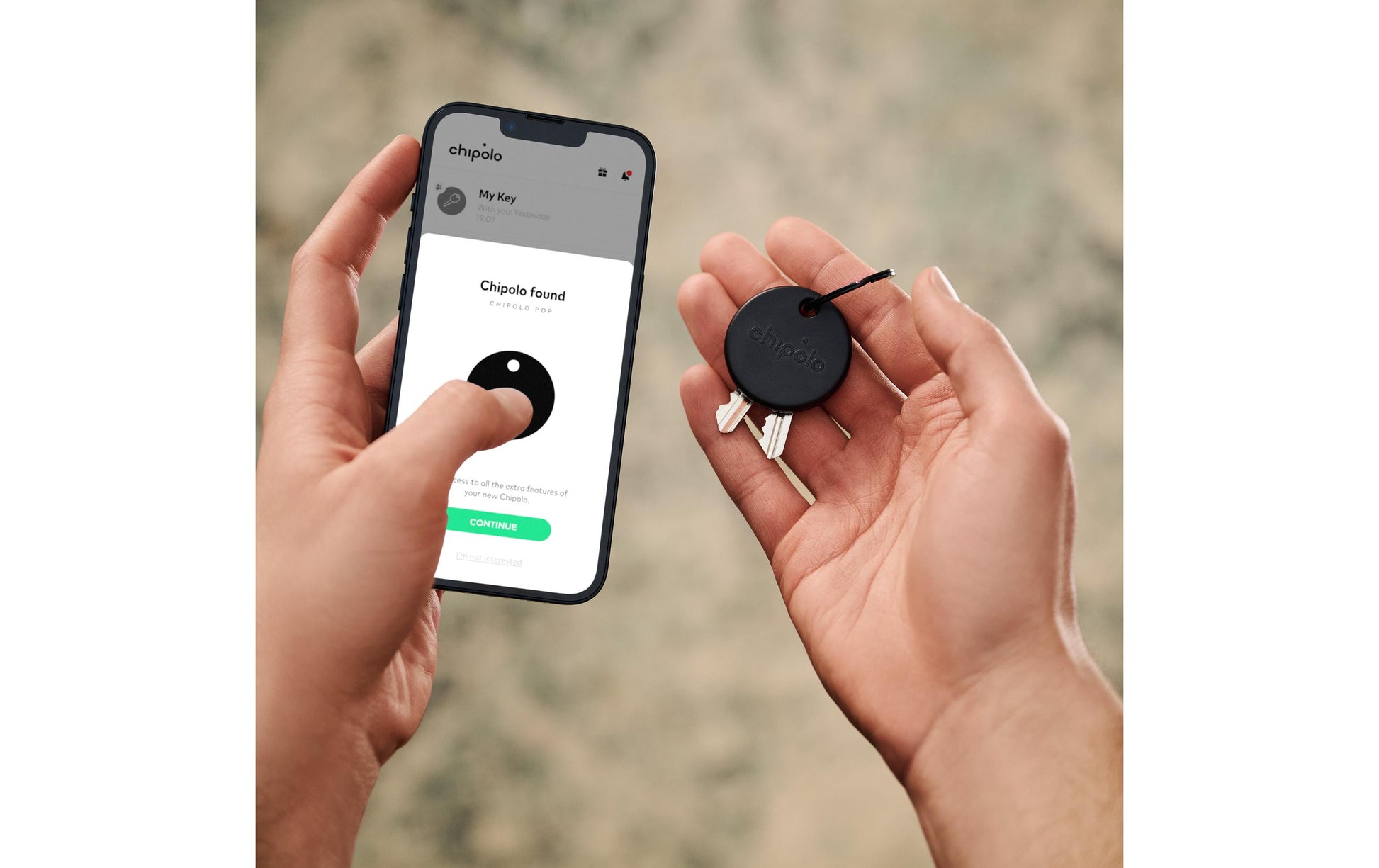 Chipolo POP – Bluetooth-Tracker – für Apple Wo ist? – IP55, 90 m Reichweite – Schwarz