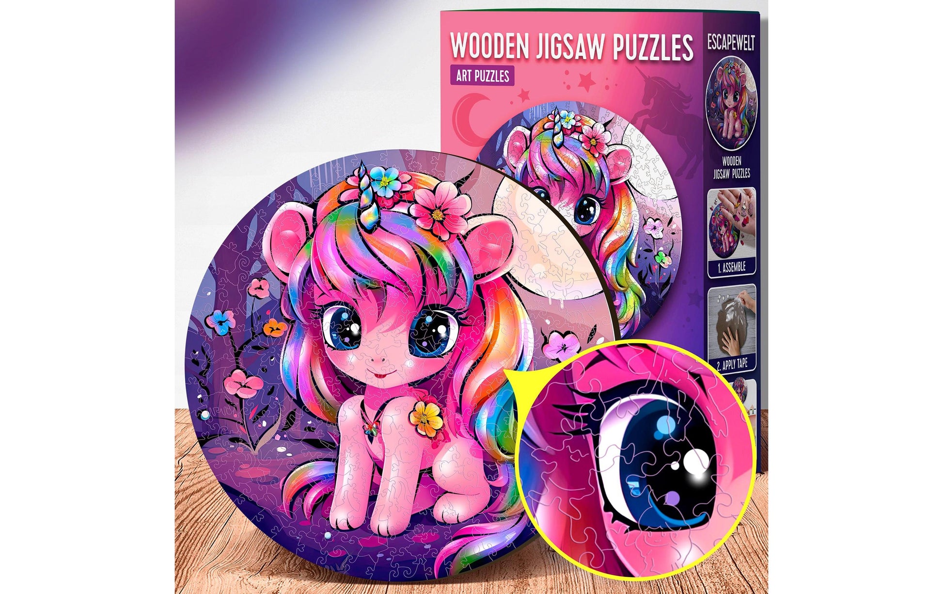 EscapeWelt Puzzle Einhorn – 200 Teile – 28,5 × 28,5 cm – ab 8 Jahren – Holz