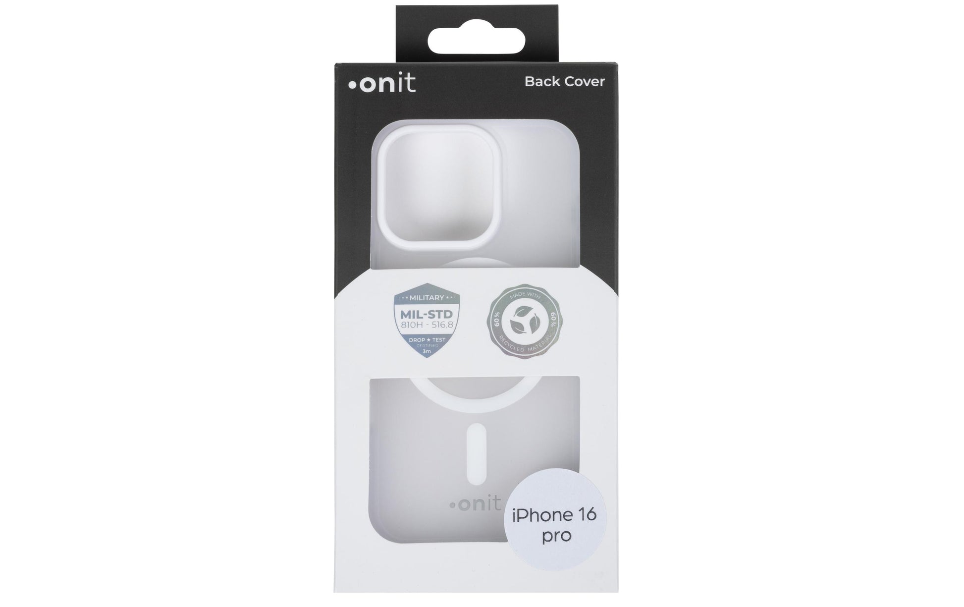 ONIT Mill.Std. Backcover – für Apple iPhone 16 Pro – MagSafe, TPU, Weiss matt, bis 3 m Sturzsicher