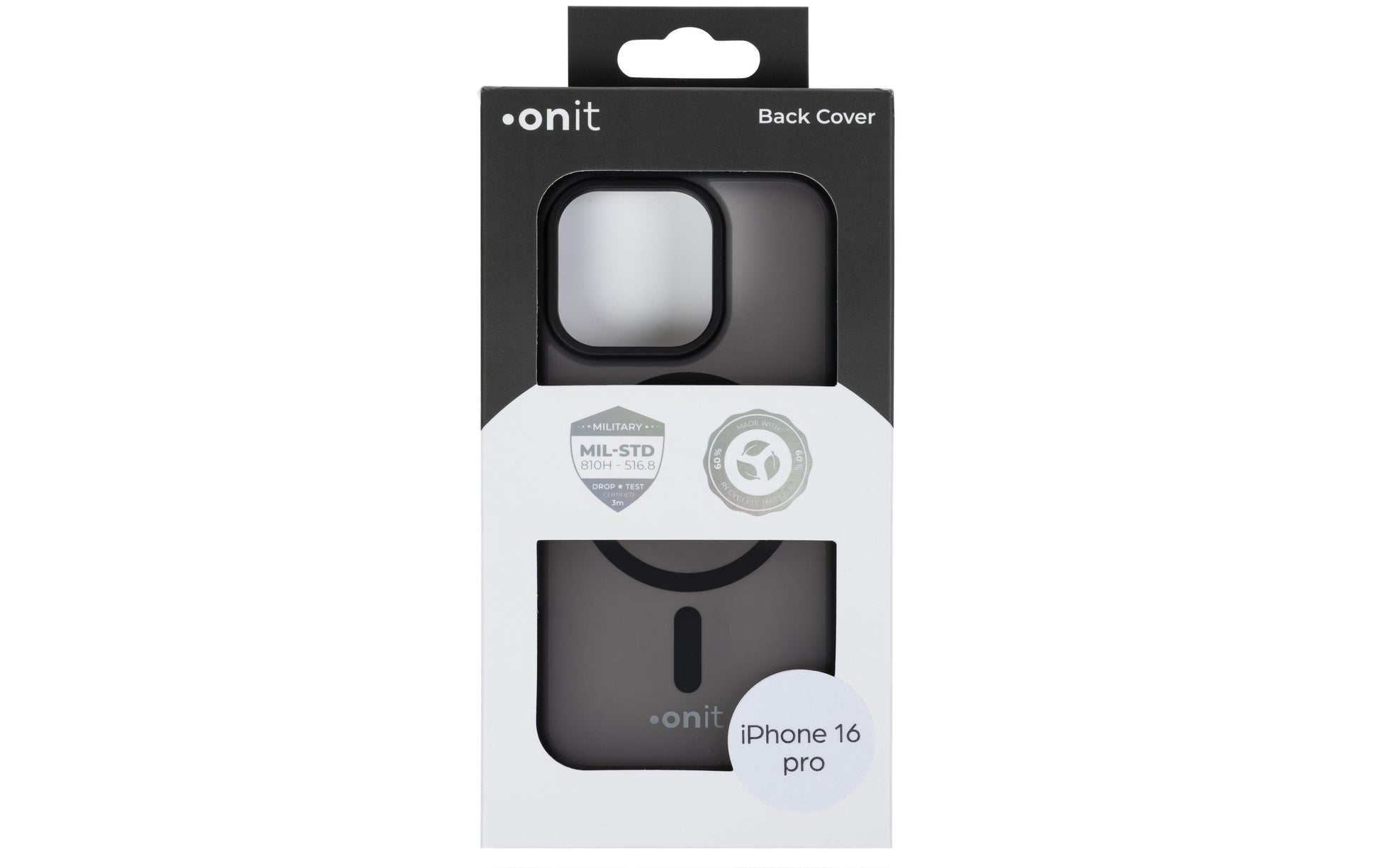 ONIT Backcover – für Apple iPhone 16 Pro – MagSafe, TPU, Schwarz matt, bis 3 m Sturzsicher