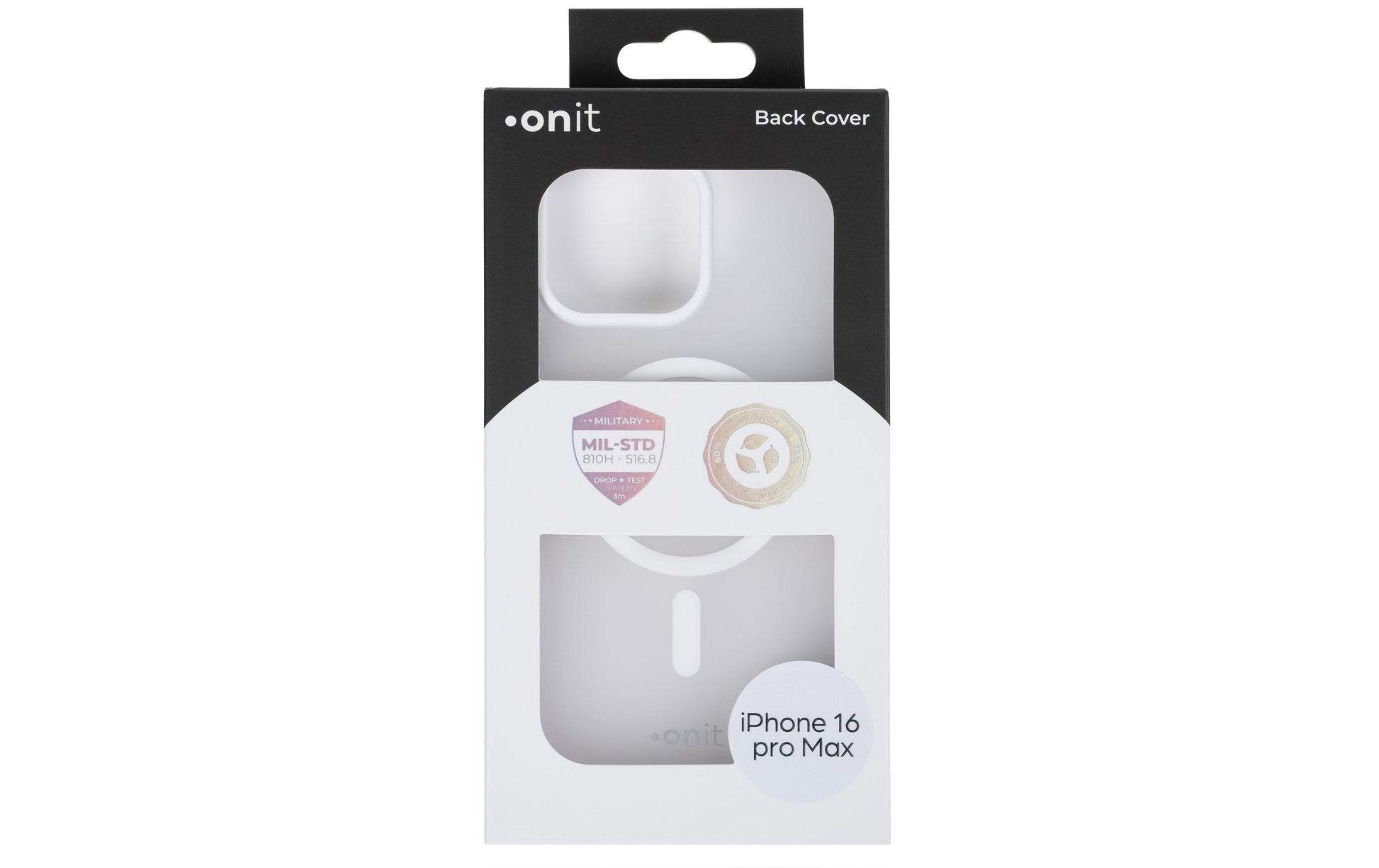 ONIT Mill.Std. Backcover – für Apple iPhone 16 Pro Max, MagSafe, PC+TPE+TPU, Weiss matt, bis 3 m Sturzsicher