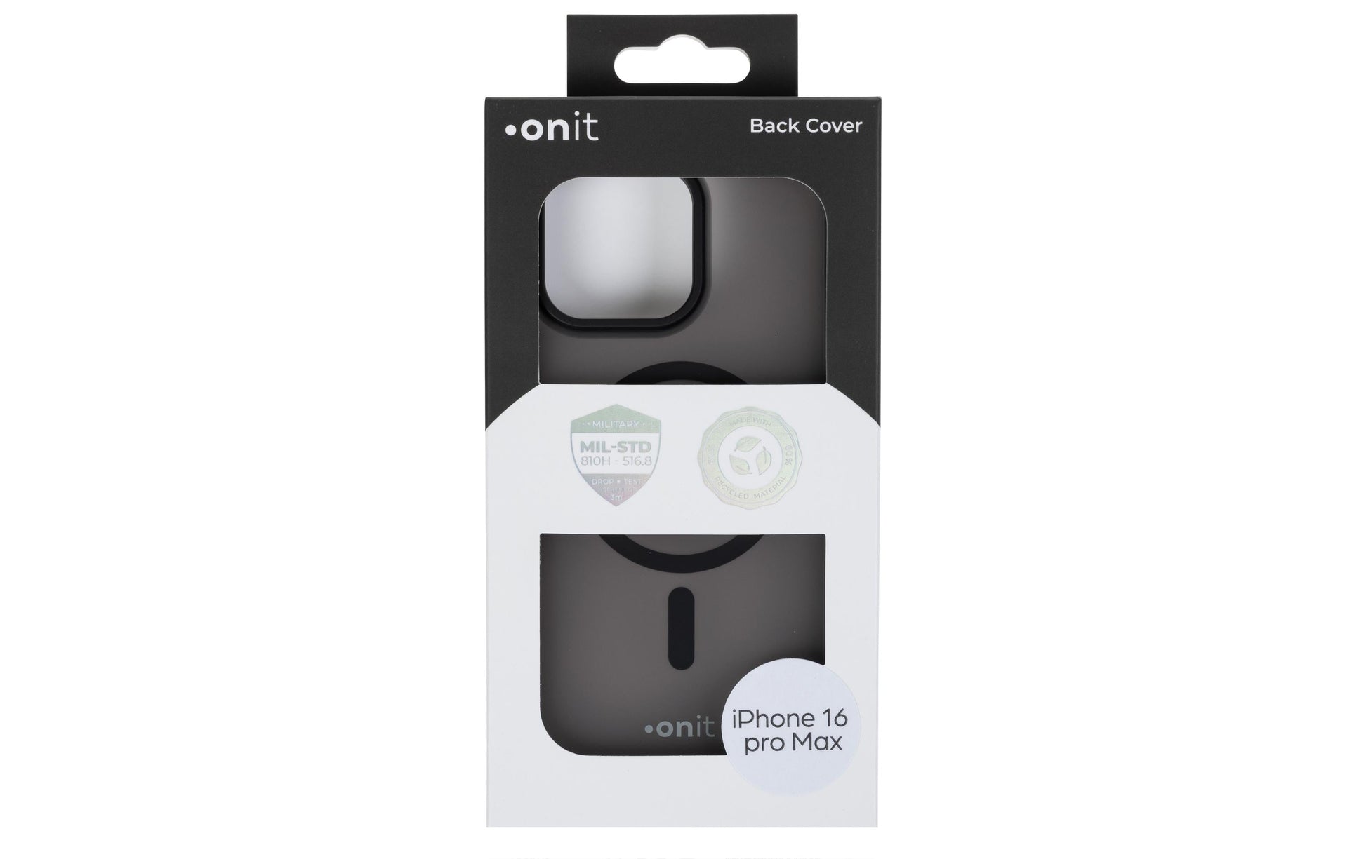 ONIT Backcover – für Apple iPhone 16 Pro Max, MagSafe, PC+TPE+TPU, Schwarz matt, bis 3 m sturzsicher