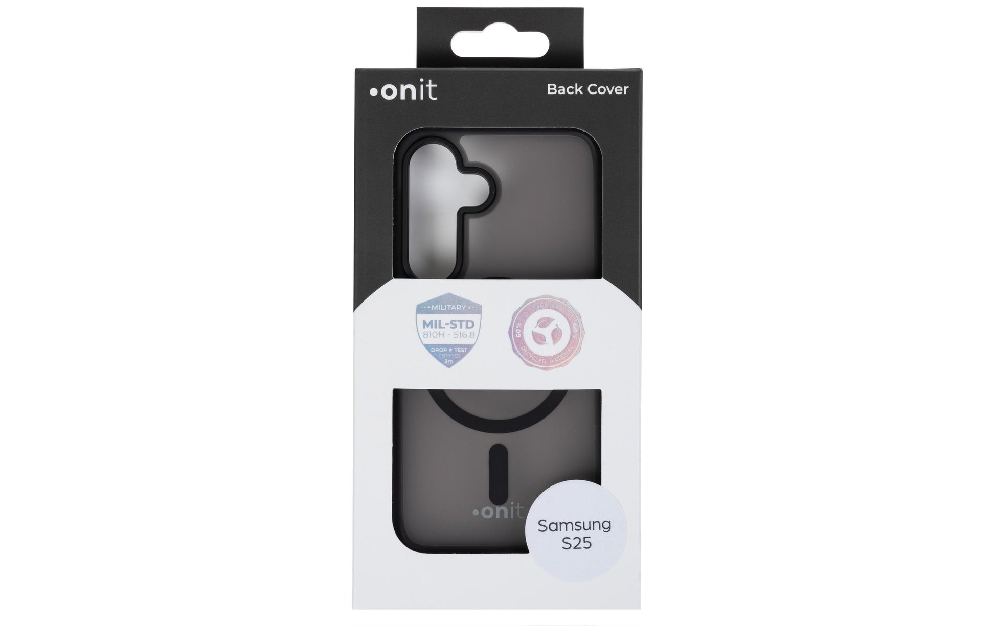 ONIT Backcover – für Samsung Galaxy S25, MagSafe, PC+TPE+TPU, Schwarz matt, bis 3 m Sturzschutz