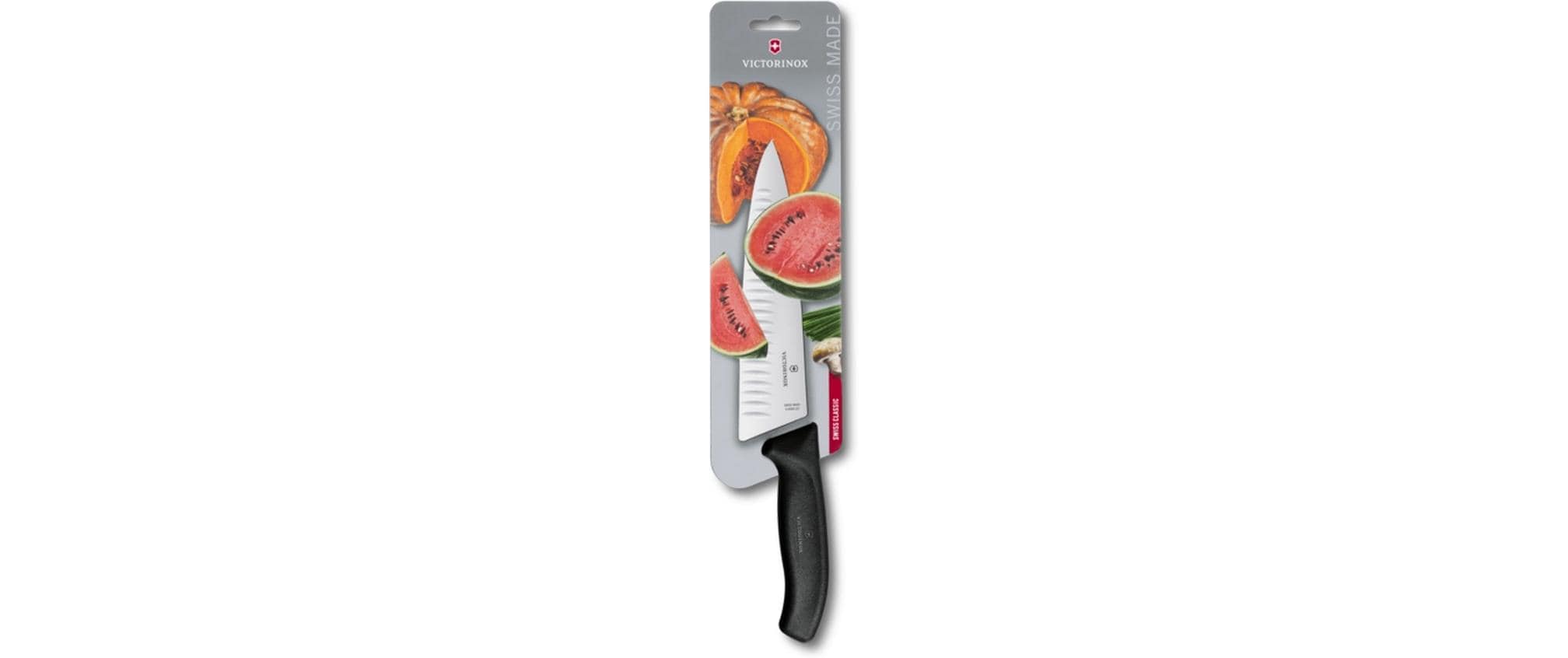 Victorinox Kochmesser – Edelstahl, Kullenschliff, 34,4 cm, Schwarz, 1 Stk.