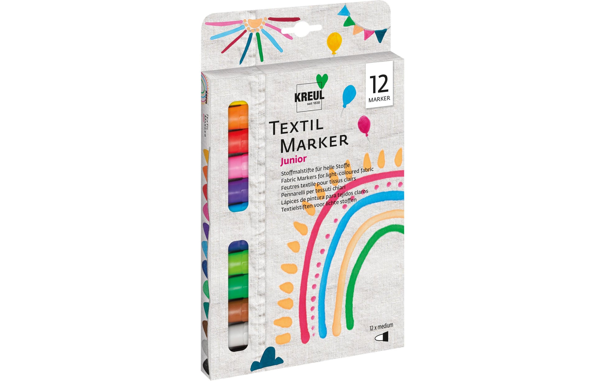KREUL Textilmarker – Rundspitze, 2–4 mm, 12er-Set
