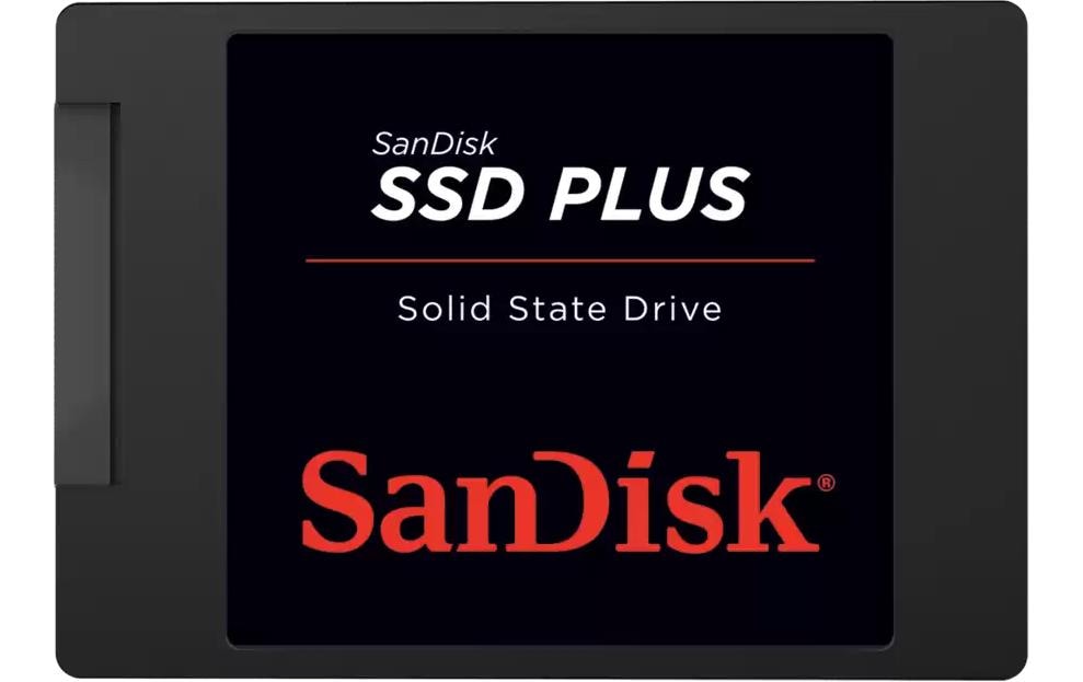 SanDisk SSD Plus – 500 GB – 2.5", SATA 6 Gbit/s, Lesen/Schreiben: 545/505 MB/s, für PC/Laptop