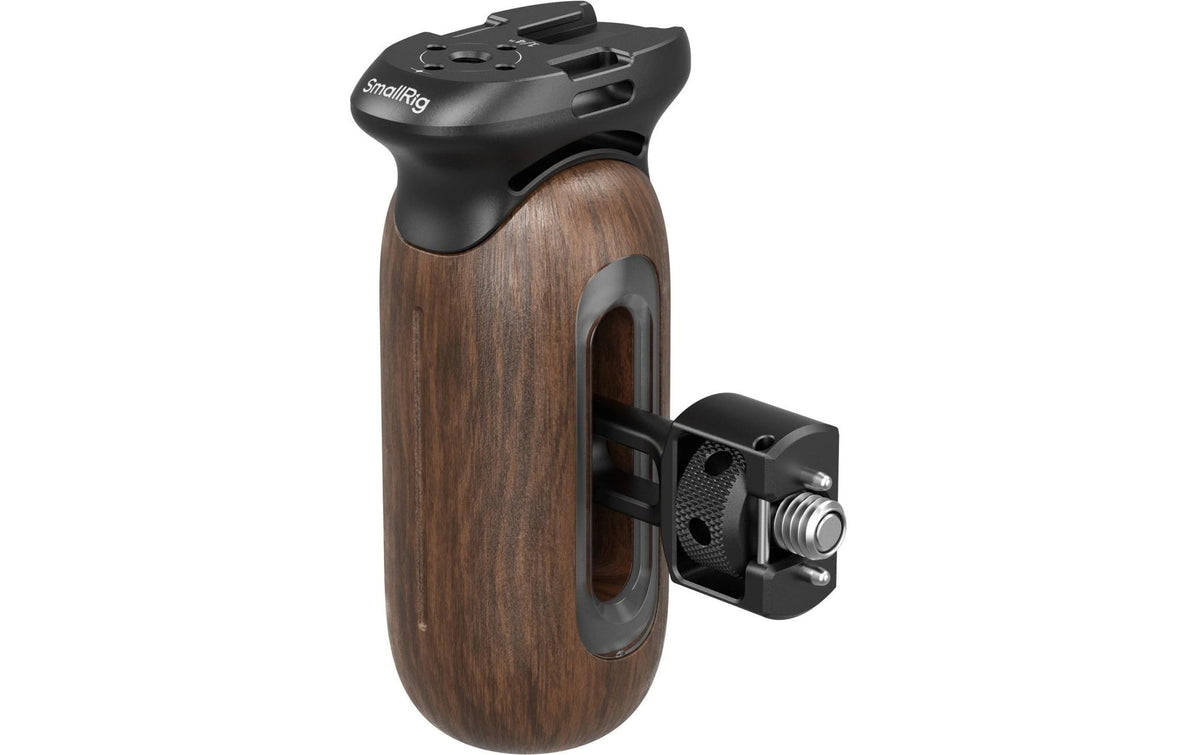 SmallRig 5238 Holzseitengriff Kameragriff – Aluminium/Holz, 1/4" & 3/8" Gewinde, bis 15 kg – Schwarz/Braun