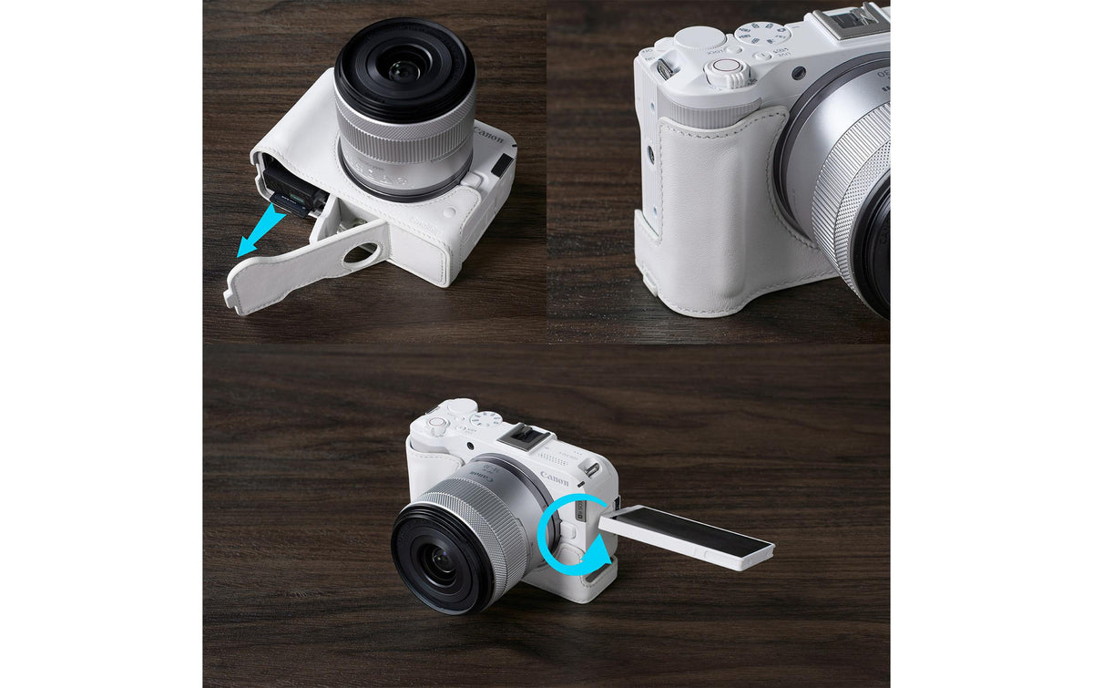 SmallRig 5431 Leder Halbgehäuse Set Kamerahülle – Aluminium/Leder/Nylon – für Canon EOS R50 V – Weiss