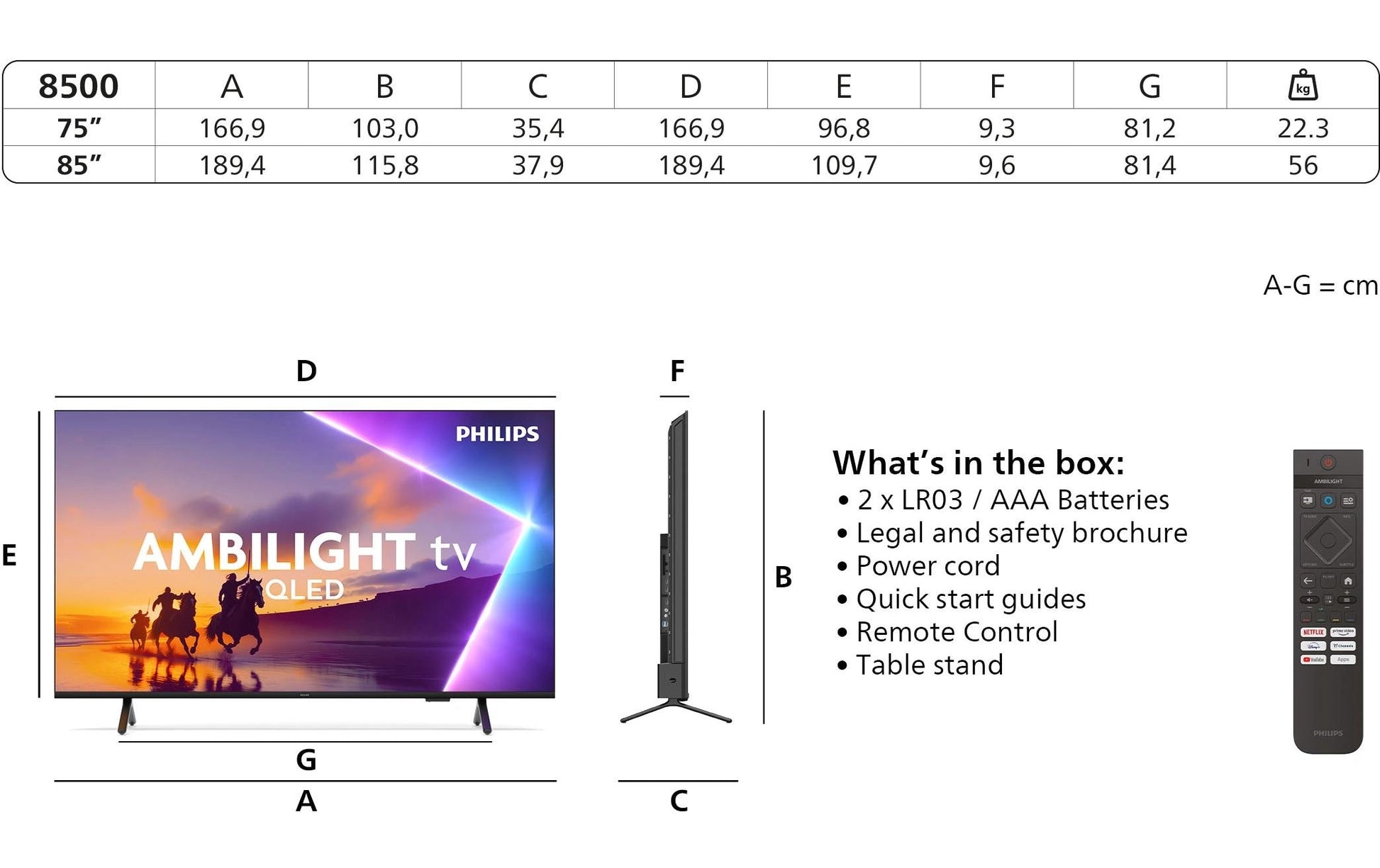 Philips 85PUS8500/12 – 85" QLED UHD 4K, Titan OS, Ambilight (2025)