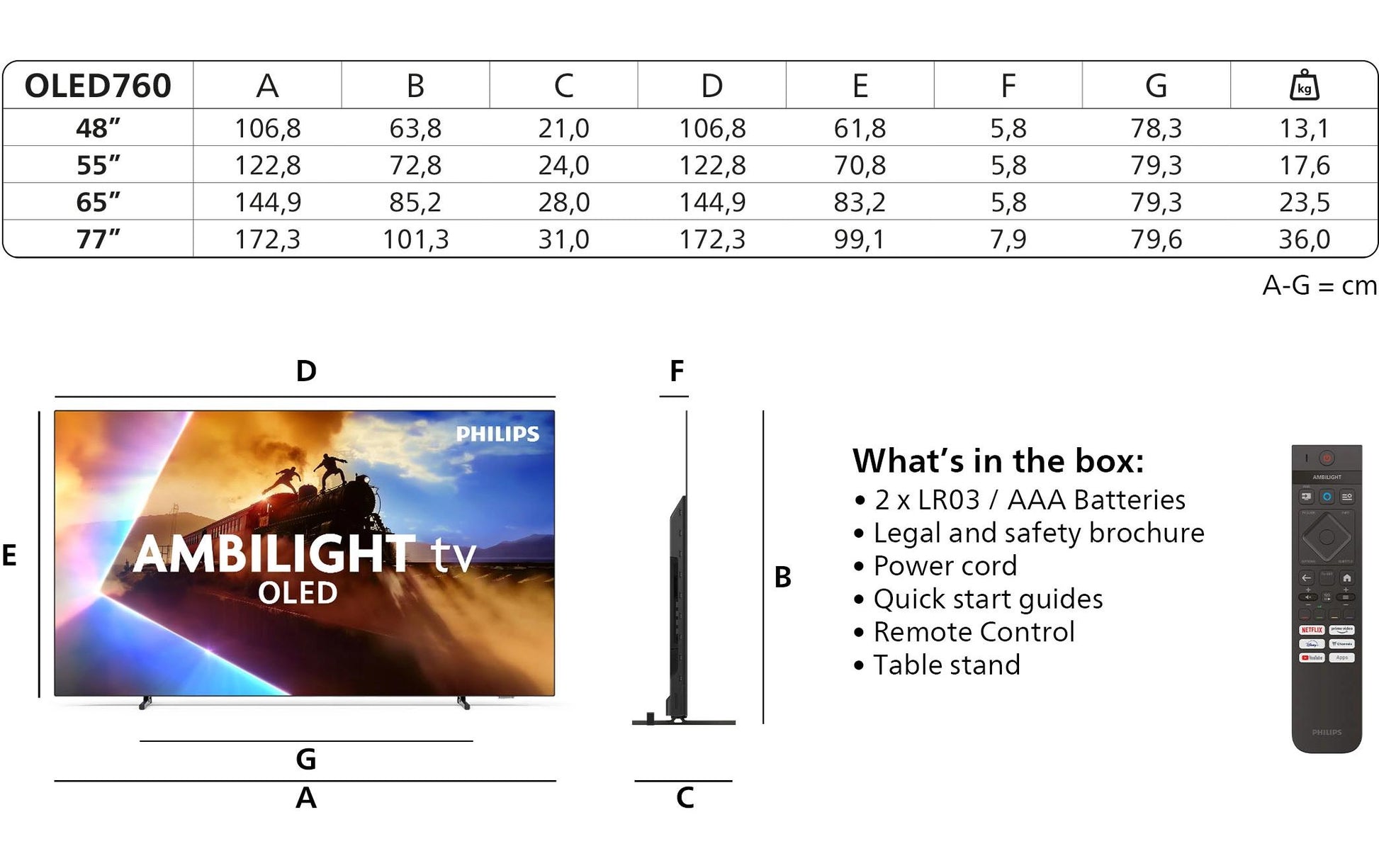 Philips 77OLED760/12 – 77" OLED UHD 4K, Titan OS, Ambilight (2025)