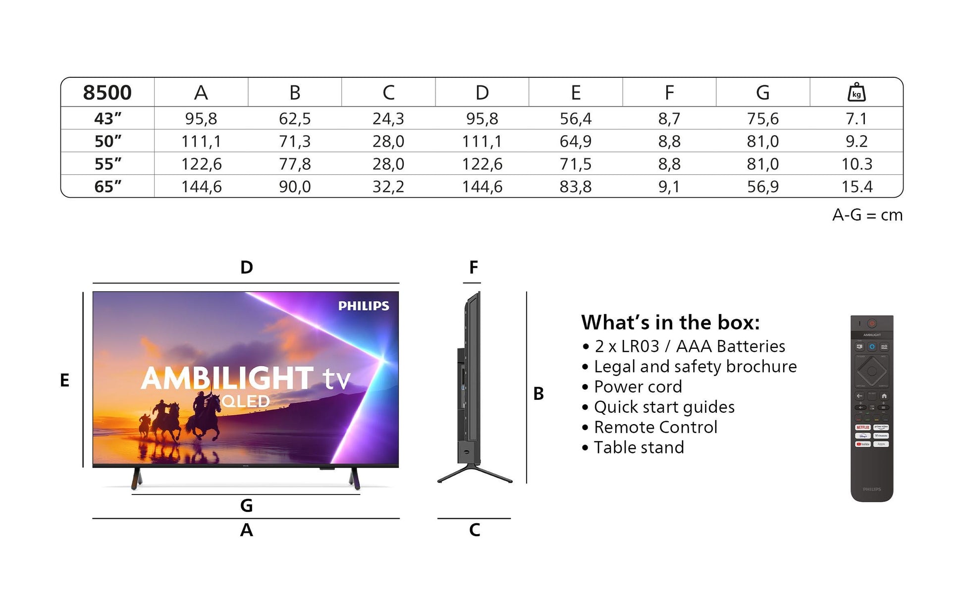 Philips 43PUS8500/12 – 43" QLED UHD 4K, Titan OS, Ambilight (2025)