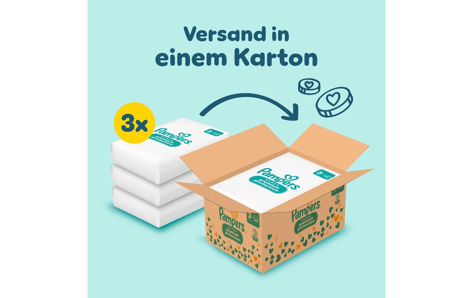 Pampers Windeln Premium Protection – Grösse 3 (Midi), 6–10 kg – 204 Stk