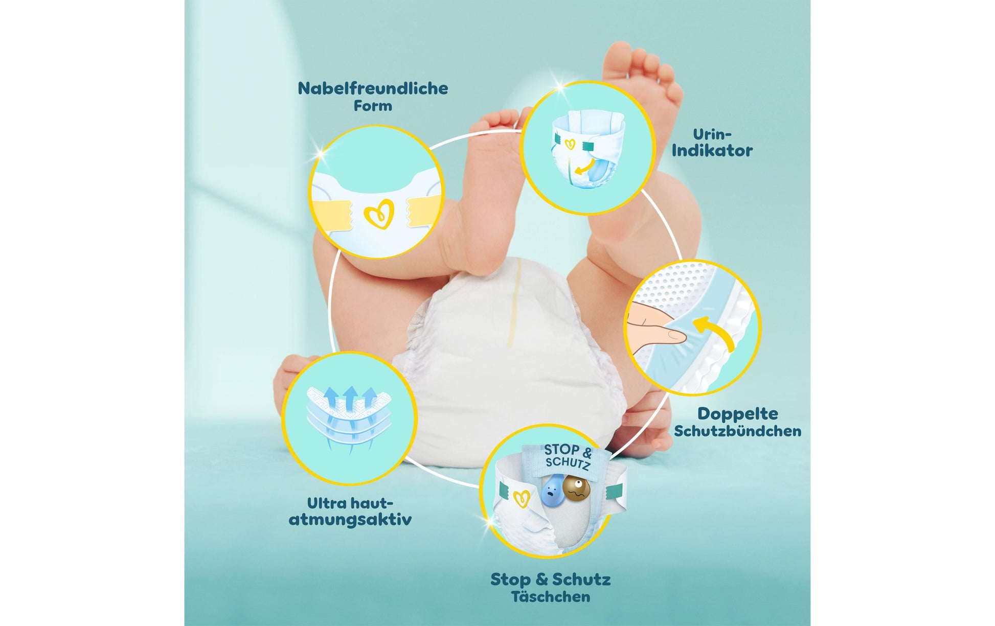 Pampers Windeln Premium Protection – Grösse 2 (4–8 kg) – 240 Stk, weiss