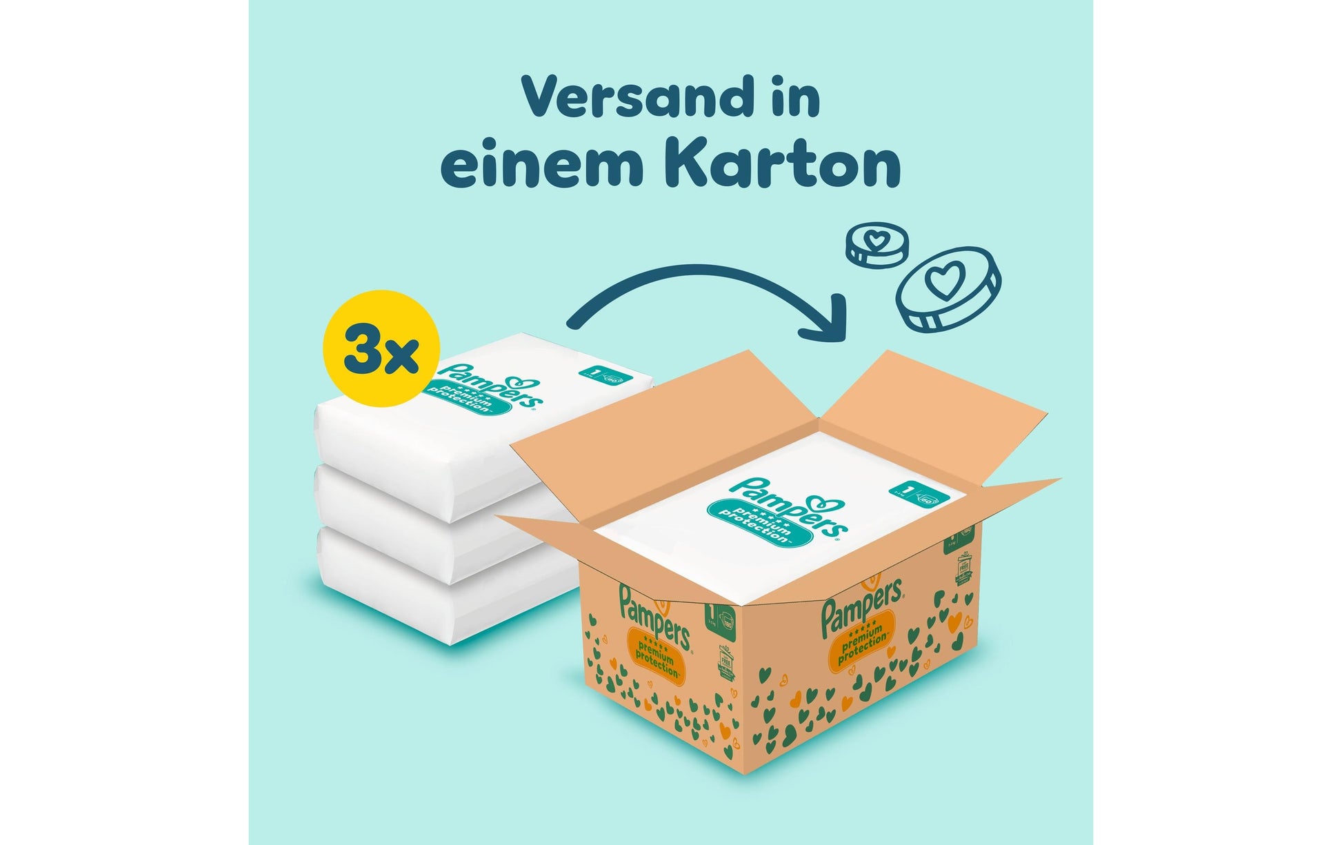 Pampers Neugeborenenwindeln – Grösse 1 (2–5 kg) – 180 Stk – weiss